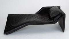 1980s Leather Chaise Lounge by Preview