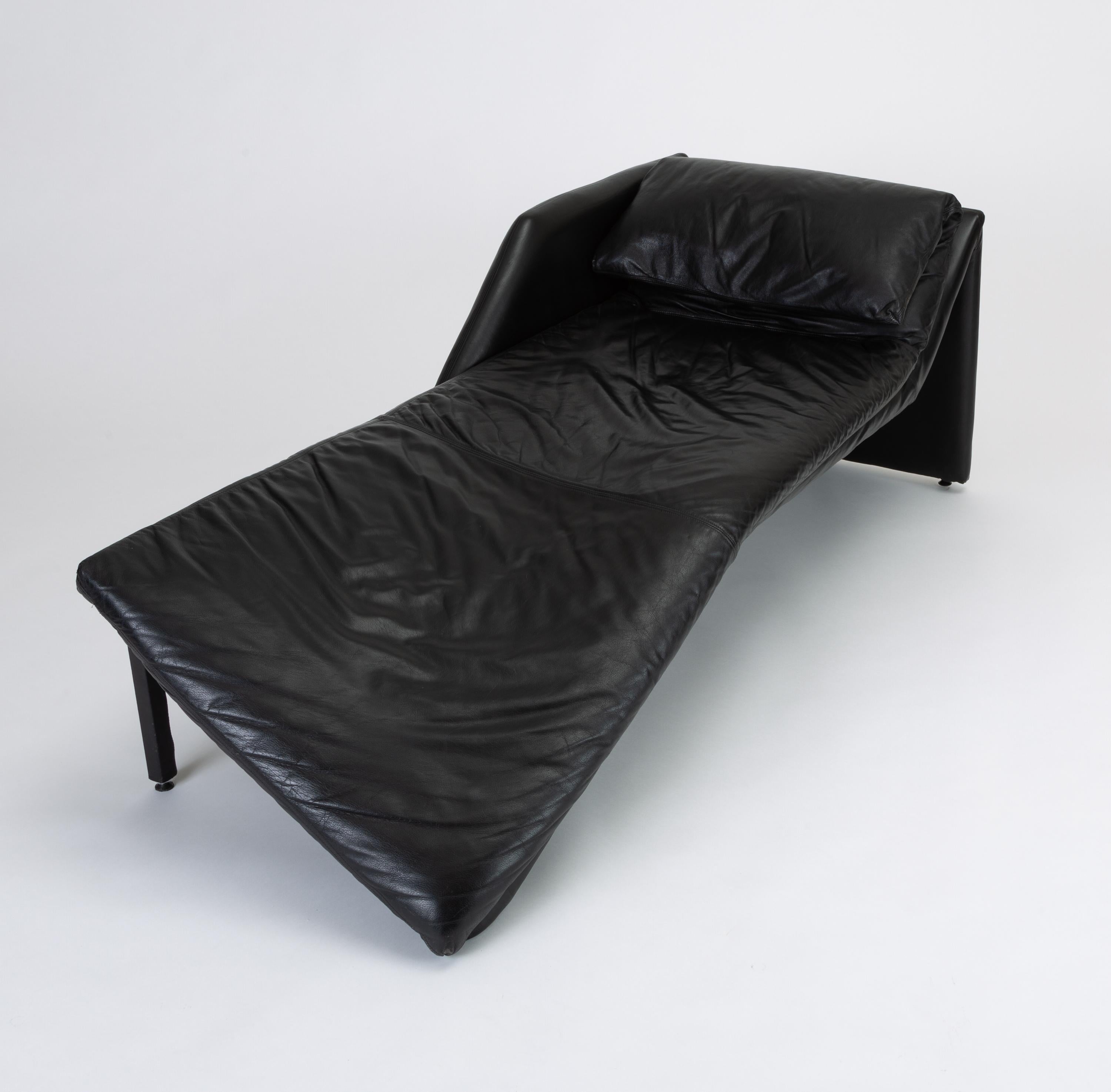 American 1980s Leather Chaise Lounge by Preview