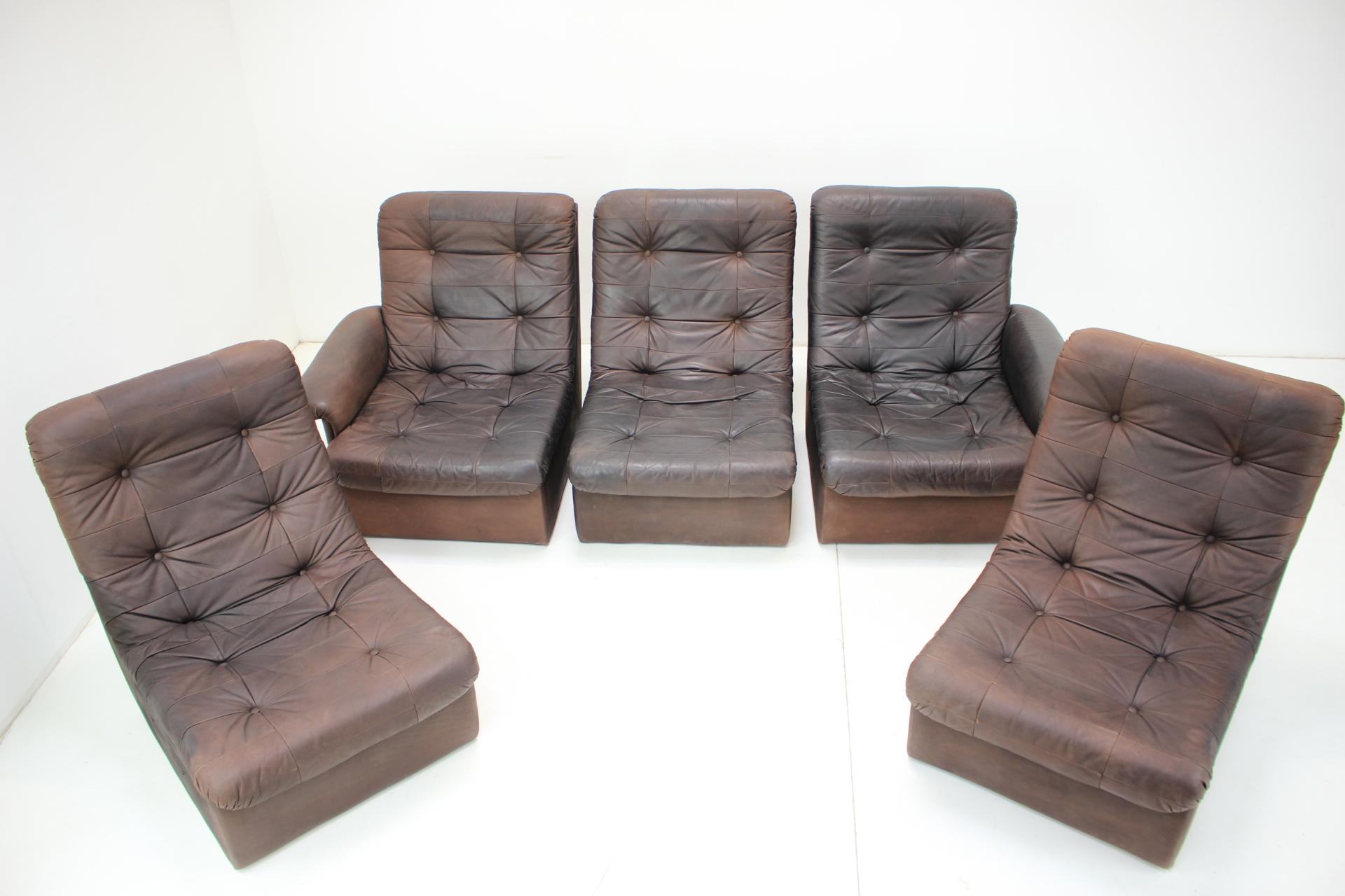 1980s Leather Modular Five Seater Sofa For Sale 1