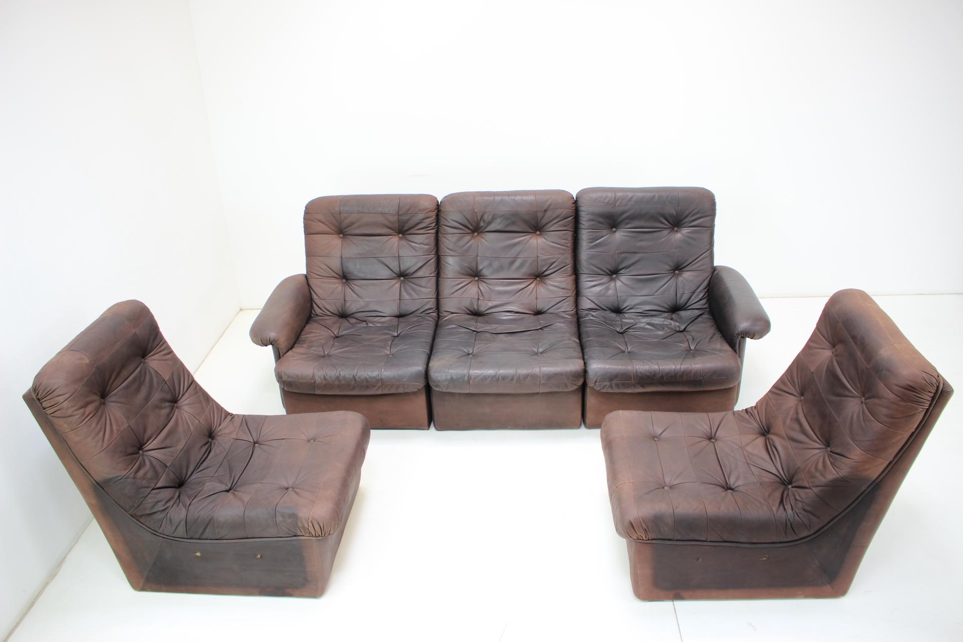 1980s Leather Modular Five Seater Sofa For Sale 2