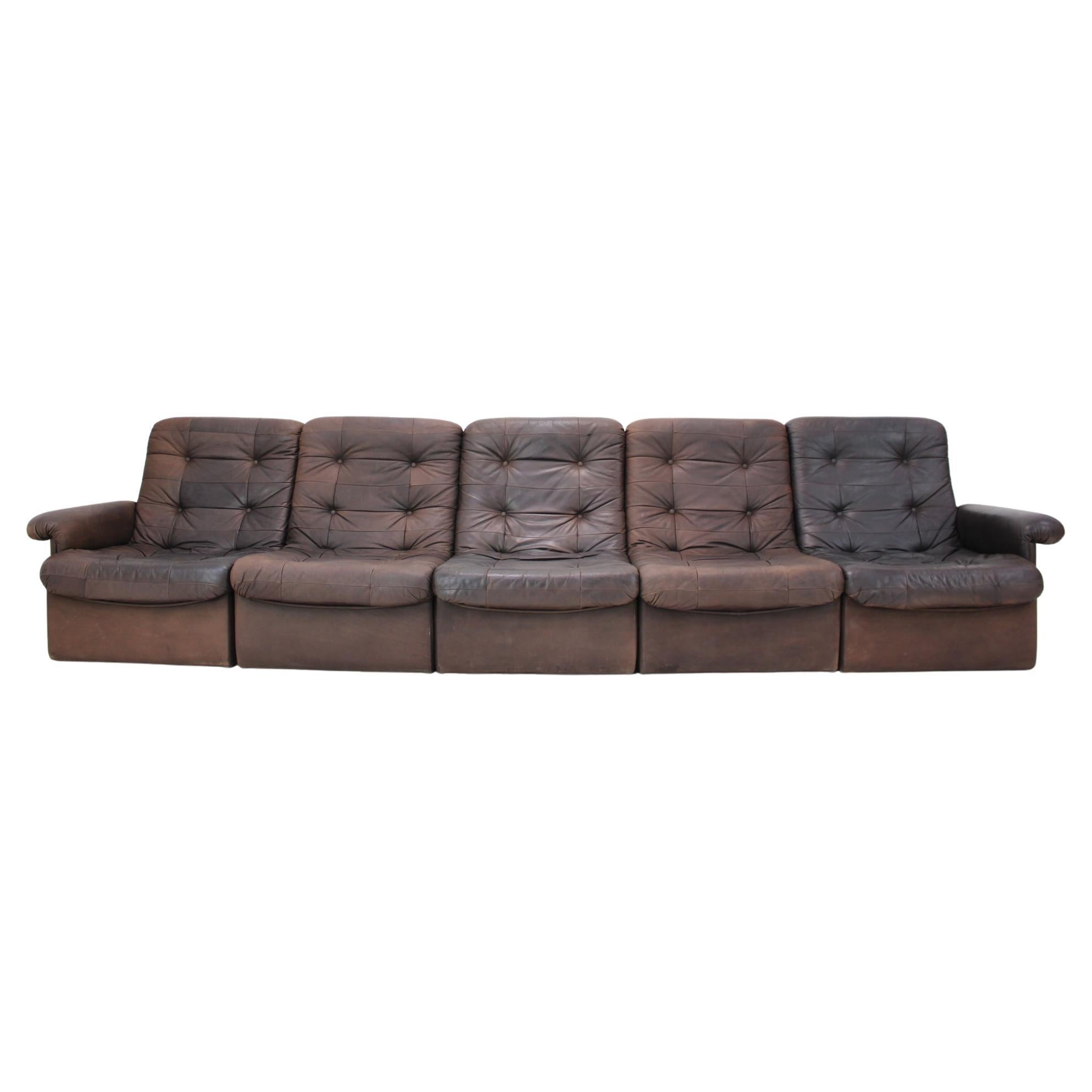 1980s Leather Modular Five Seater Sofa