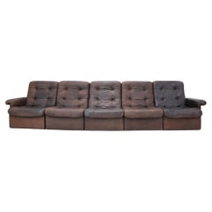 1980s Leather Modular Five Seater Sofa