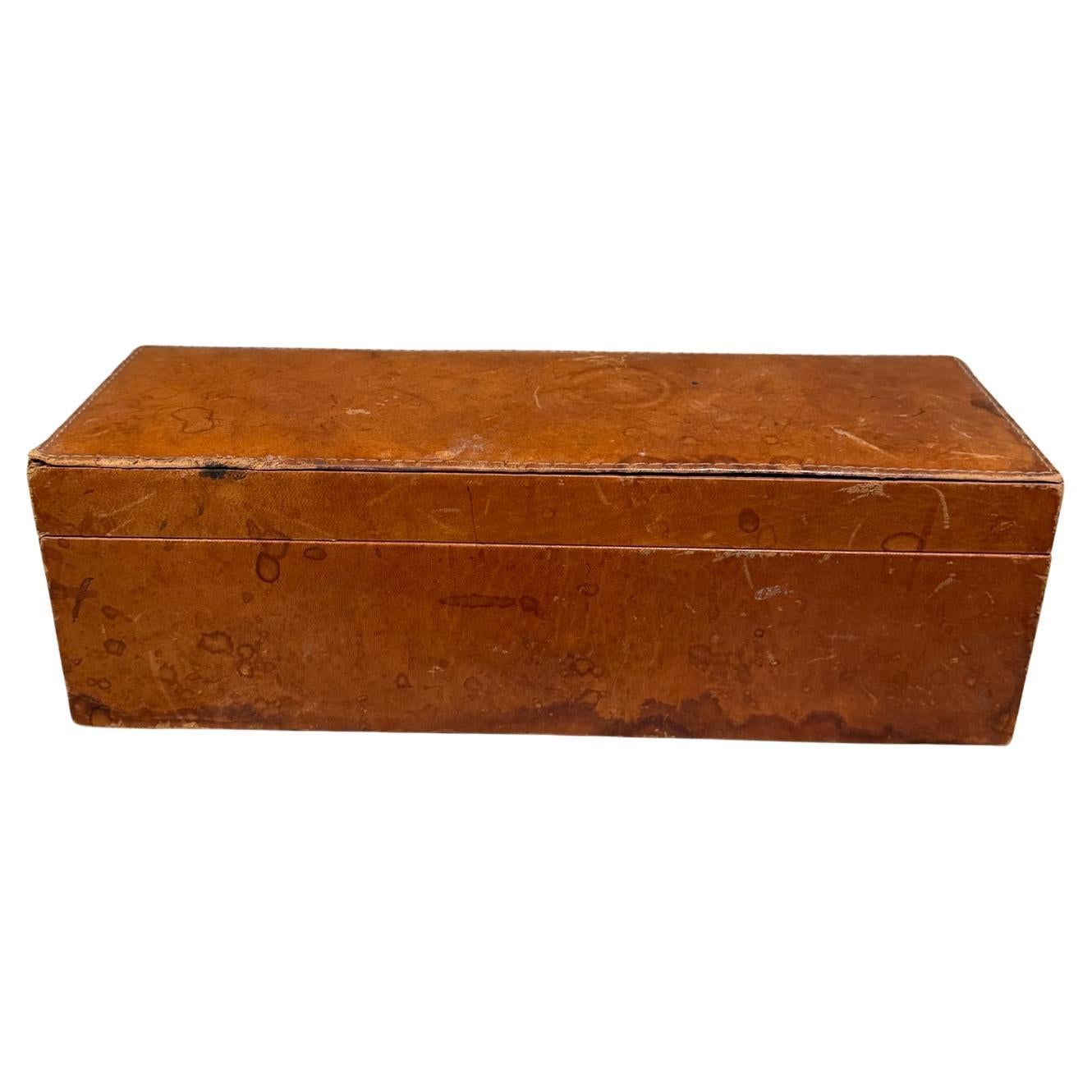 1980s Leather Sectioned Box Piel Canela Juarez Città del Messico in vendita