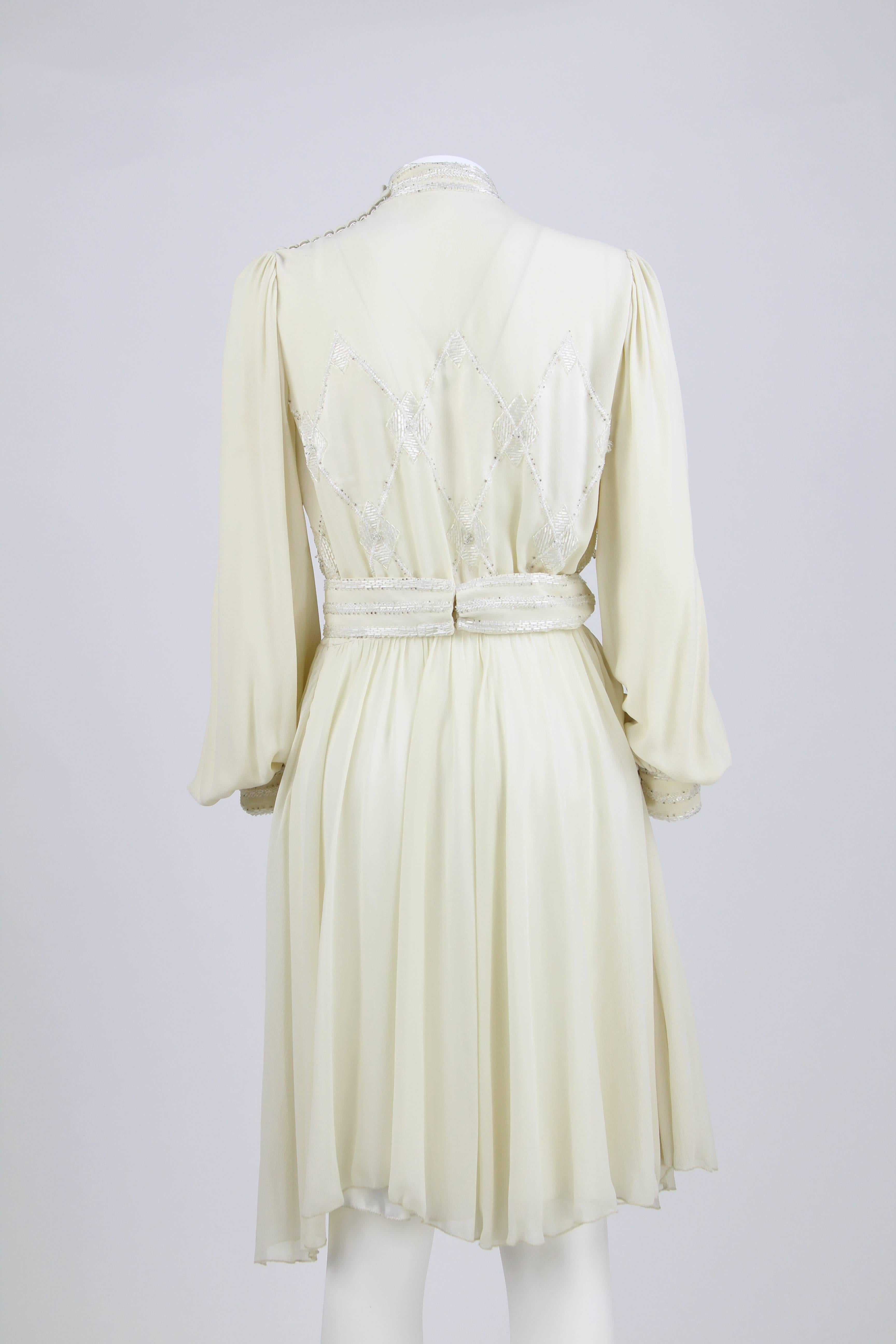 1980s Leggenda Cream White  Silk Dress  In Good Condition In Lugo (RA), IT