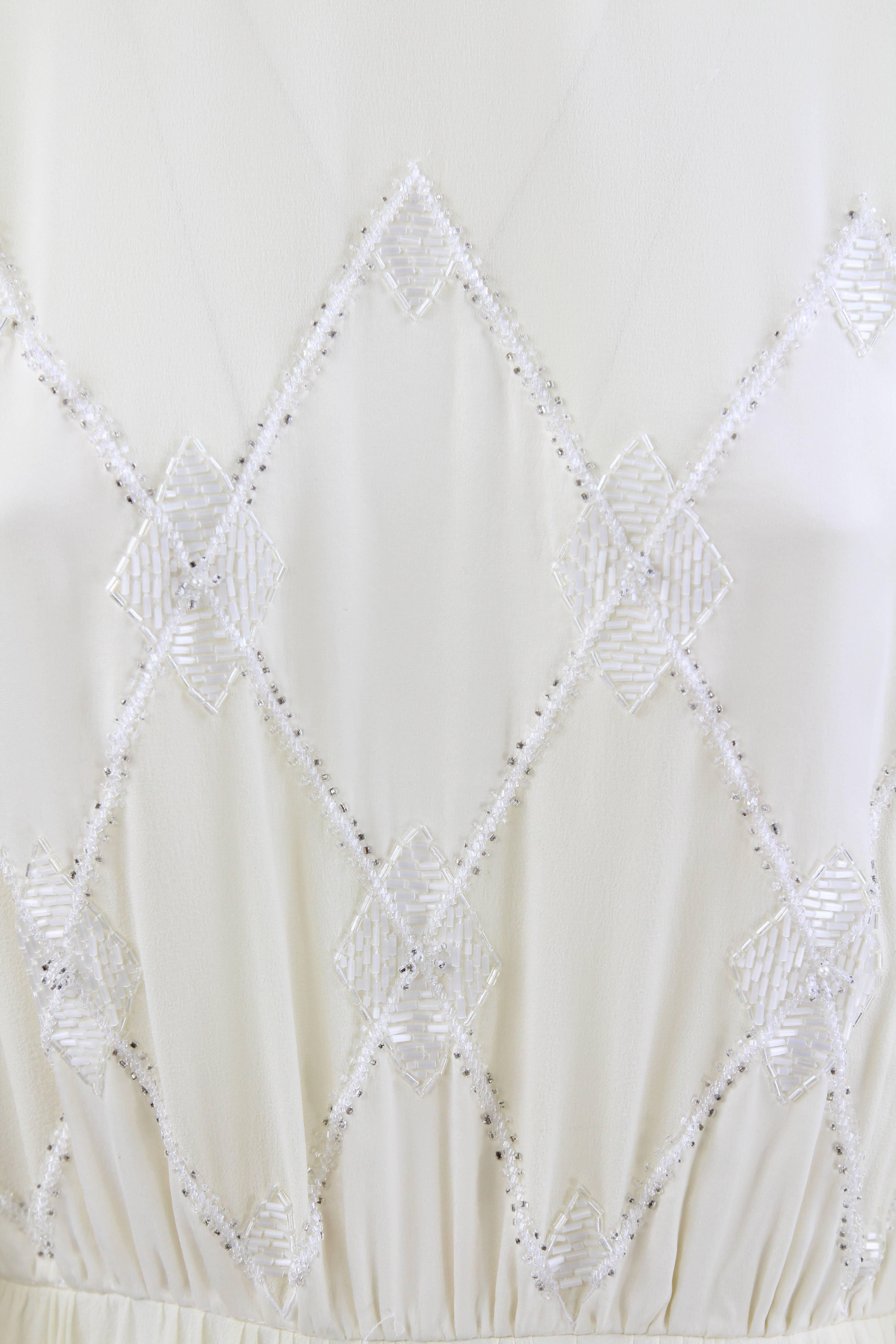 1980s Leggenda Cream White  Silk Dress  1