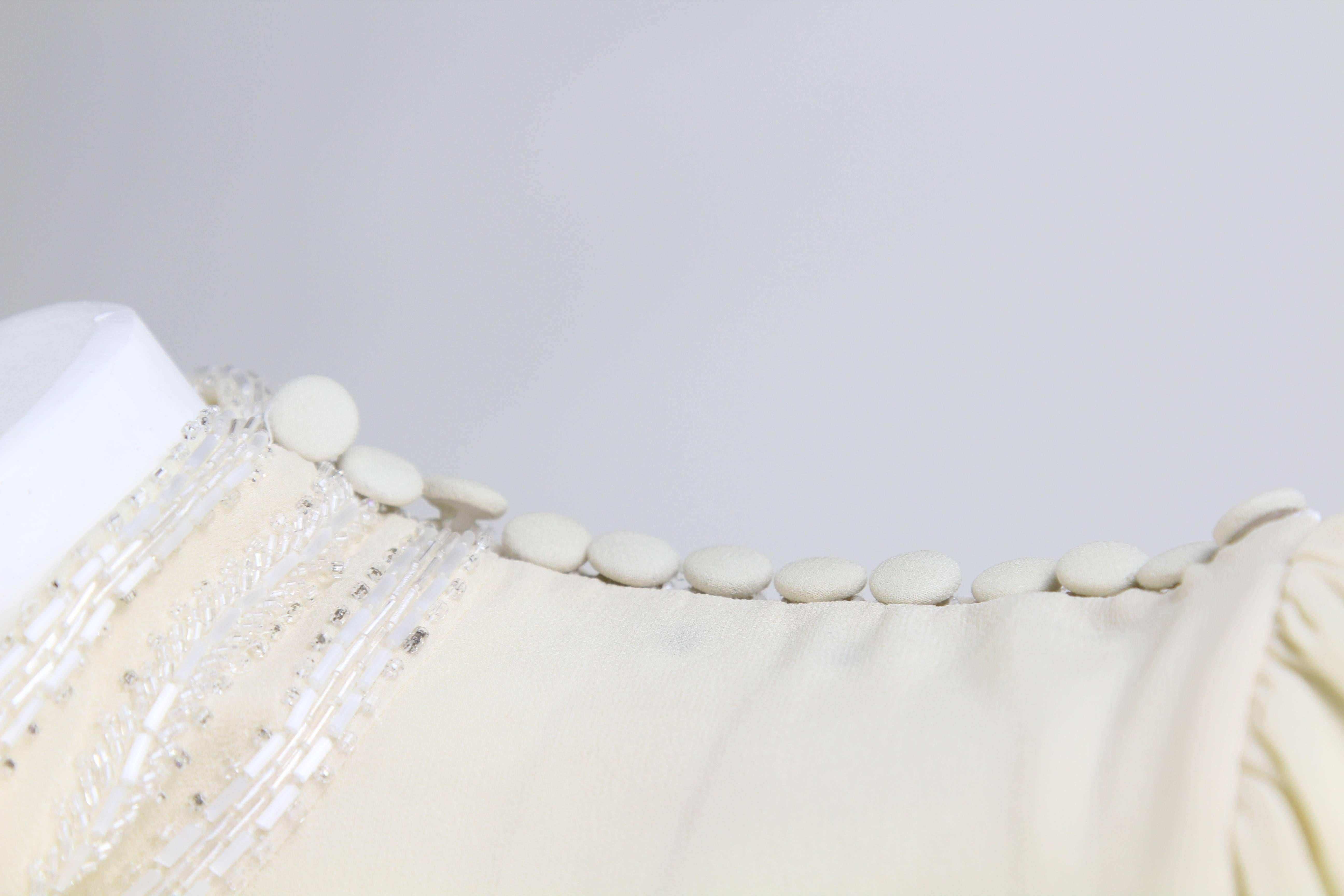 1980s Leggenda Cream White  Silk Dress  5