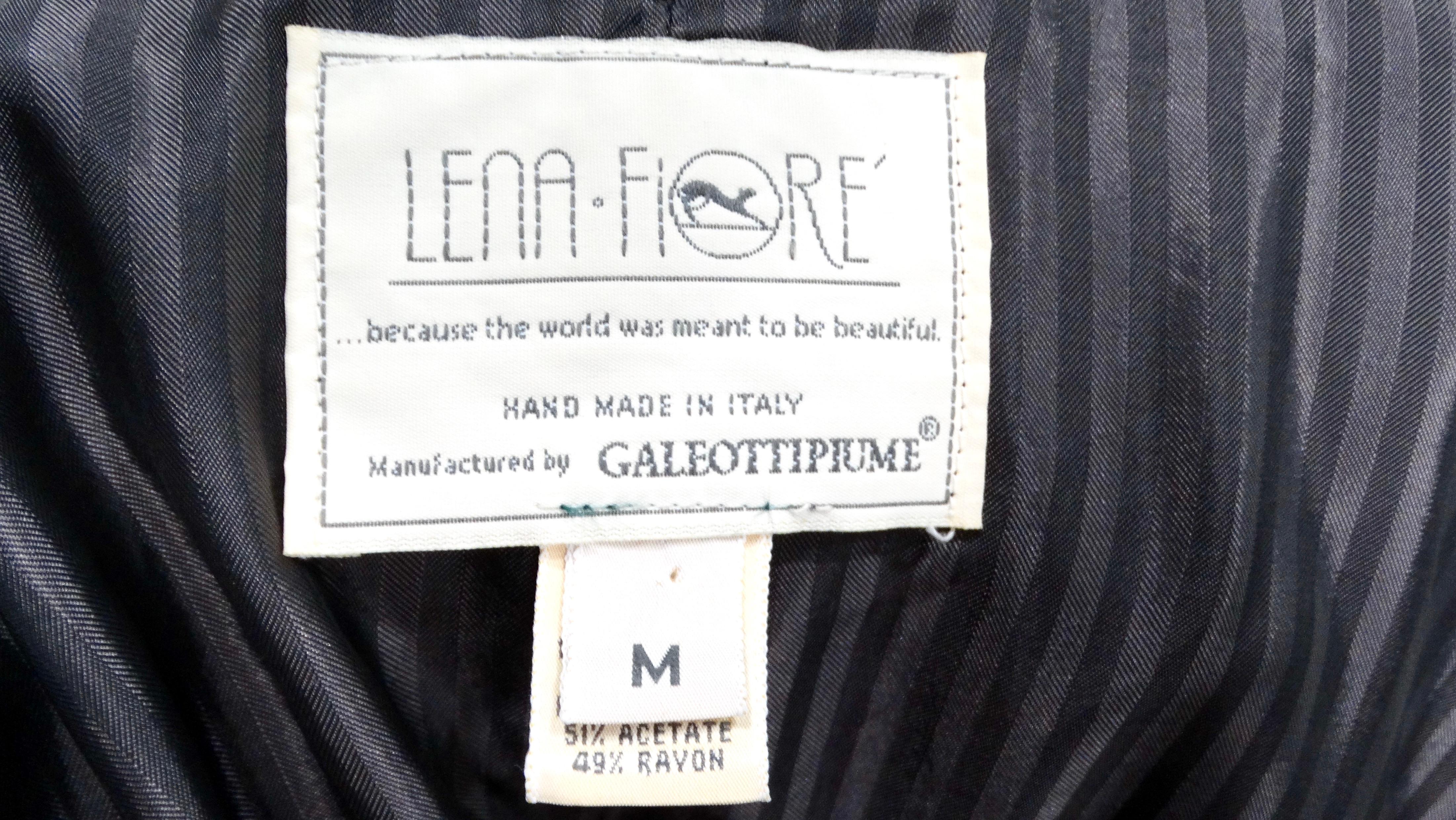 1980er Jahre Lena Fiore Handgefertigter italienischer langer natürlicher blau-grauer Federmantel im Angebot 1