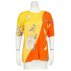 1980s Leonard Orange and Yellow Floral Sweater Set