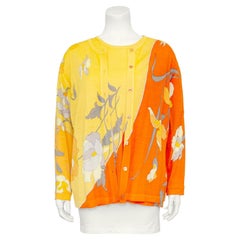 1980s Leonard Orange and Yellow Floral Sweater Set 