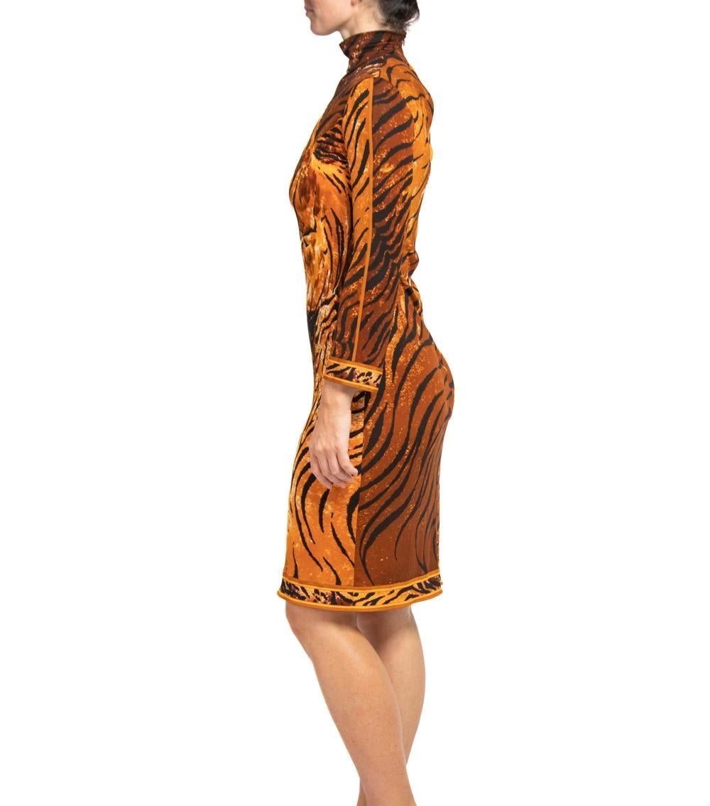 1980S Leonard Silk Jersey Tiger Print Dress In Excellent Condition For Sale In New York, NY