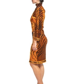 1980er Leonard Seidenjersey Kleid mit Tigerdruck