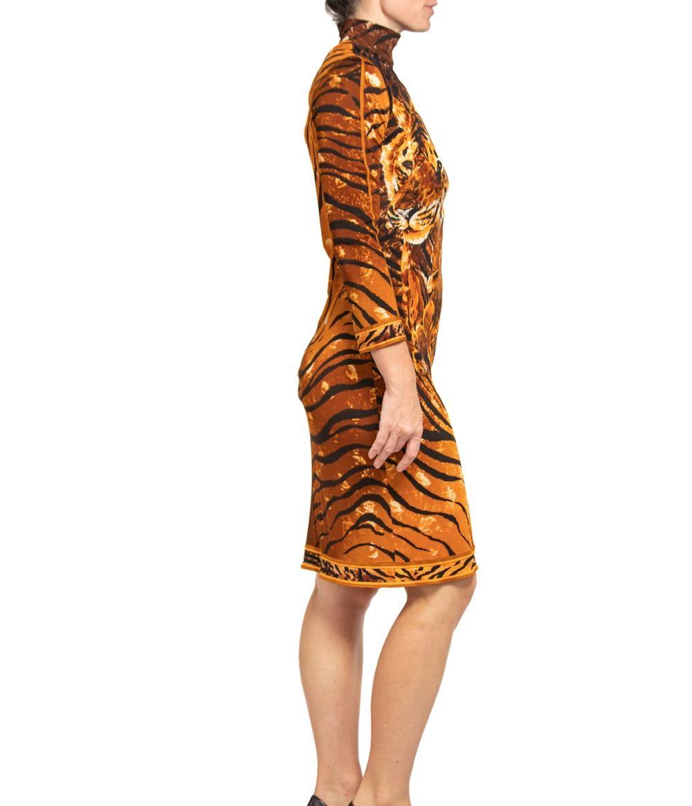 Women's 1980S Leonard Silk Jersey Tiger Print Dress For Sale