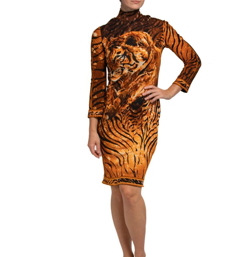 1980S Leonard Silk Jersey Tiger Print Dress For Sale 1
