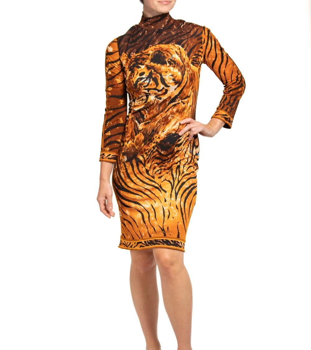 1980S Leonard Silk Jersey Tiger Print Dress For Sale 2