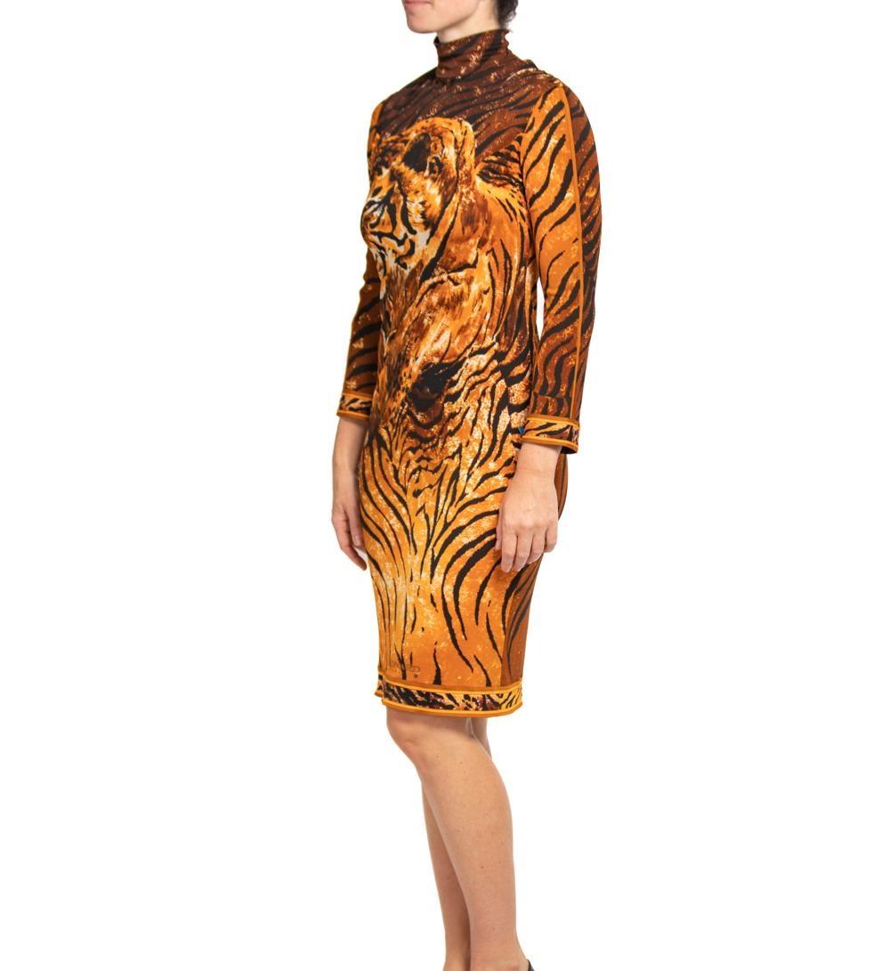 1980S Leonard Silk Jersey Tiger Print Dress For Sale 3