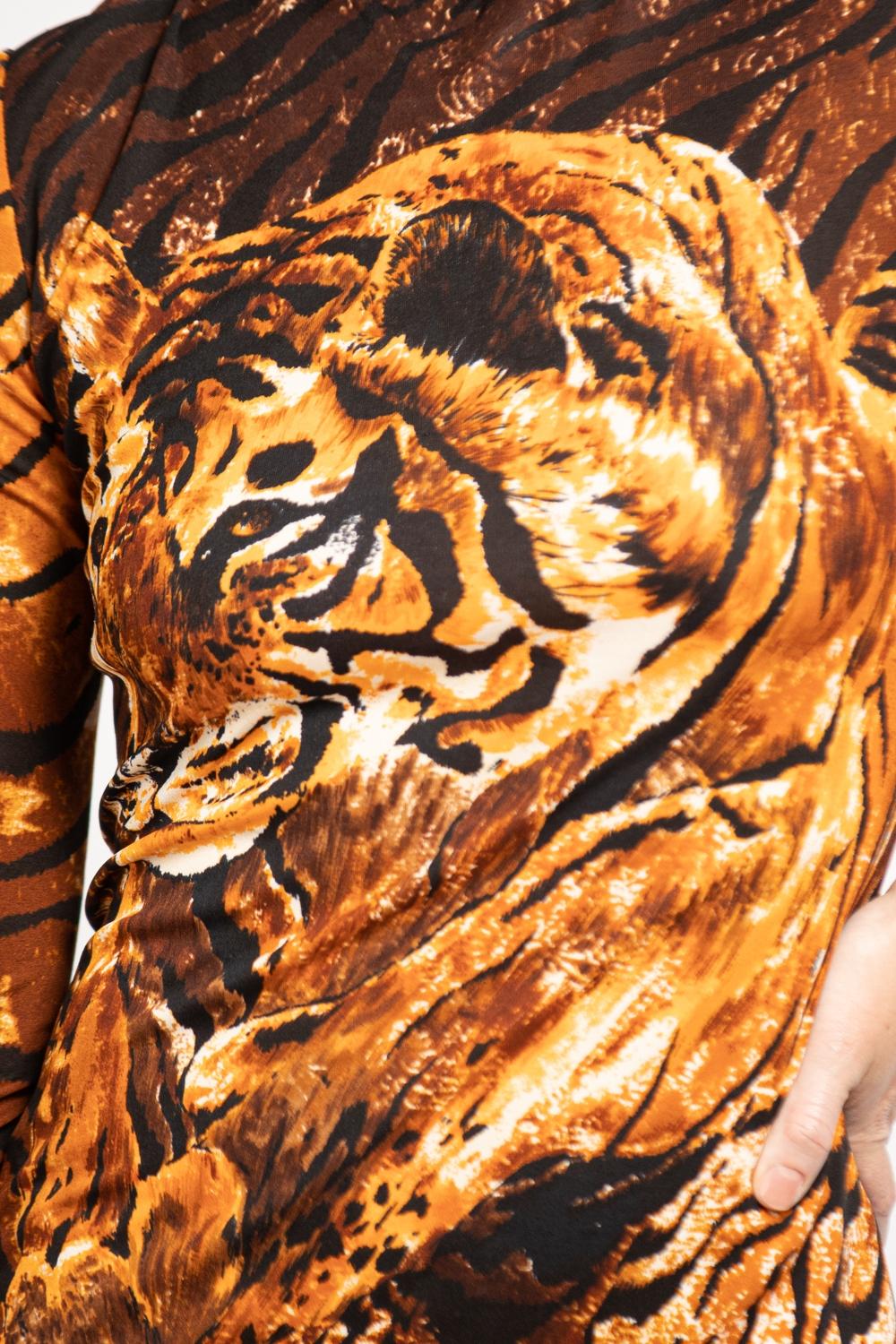 1980S Leonard Silk Jersey Tiger Print Dress For Sale 5