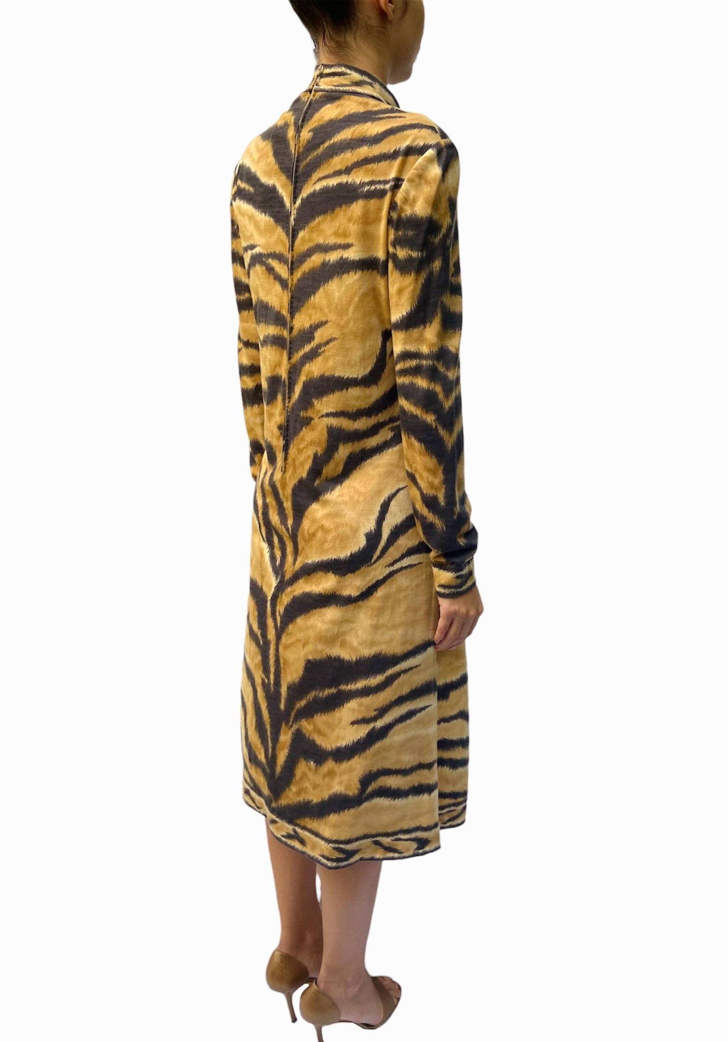 1980S LEONARD Wool Jersey Tiger Striped Long Sleeve Dress 3