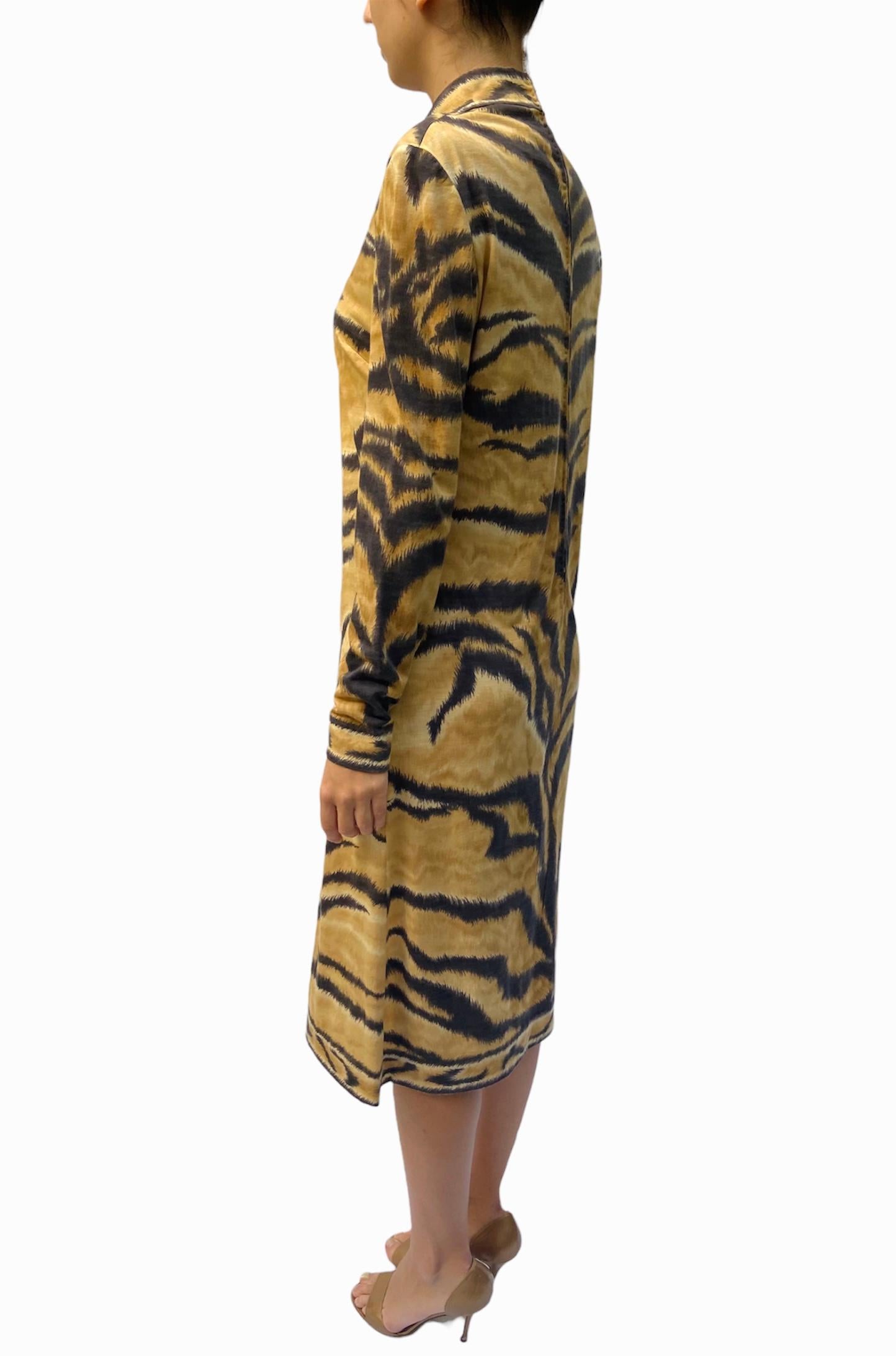 1980S LEONARD Wool Jersey Tiger Striped Long Sleeve Dress 5