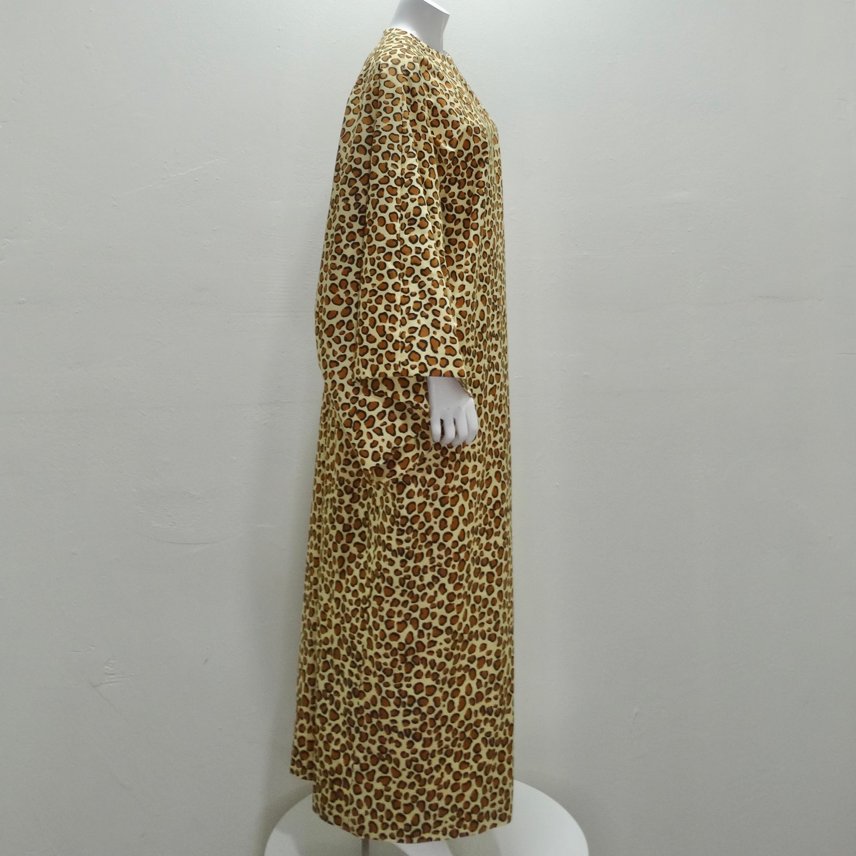 1980er Leopard-Kaftan-Kleid (Braun) im Angebot