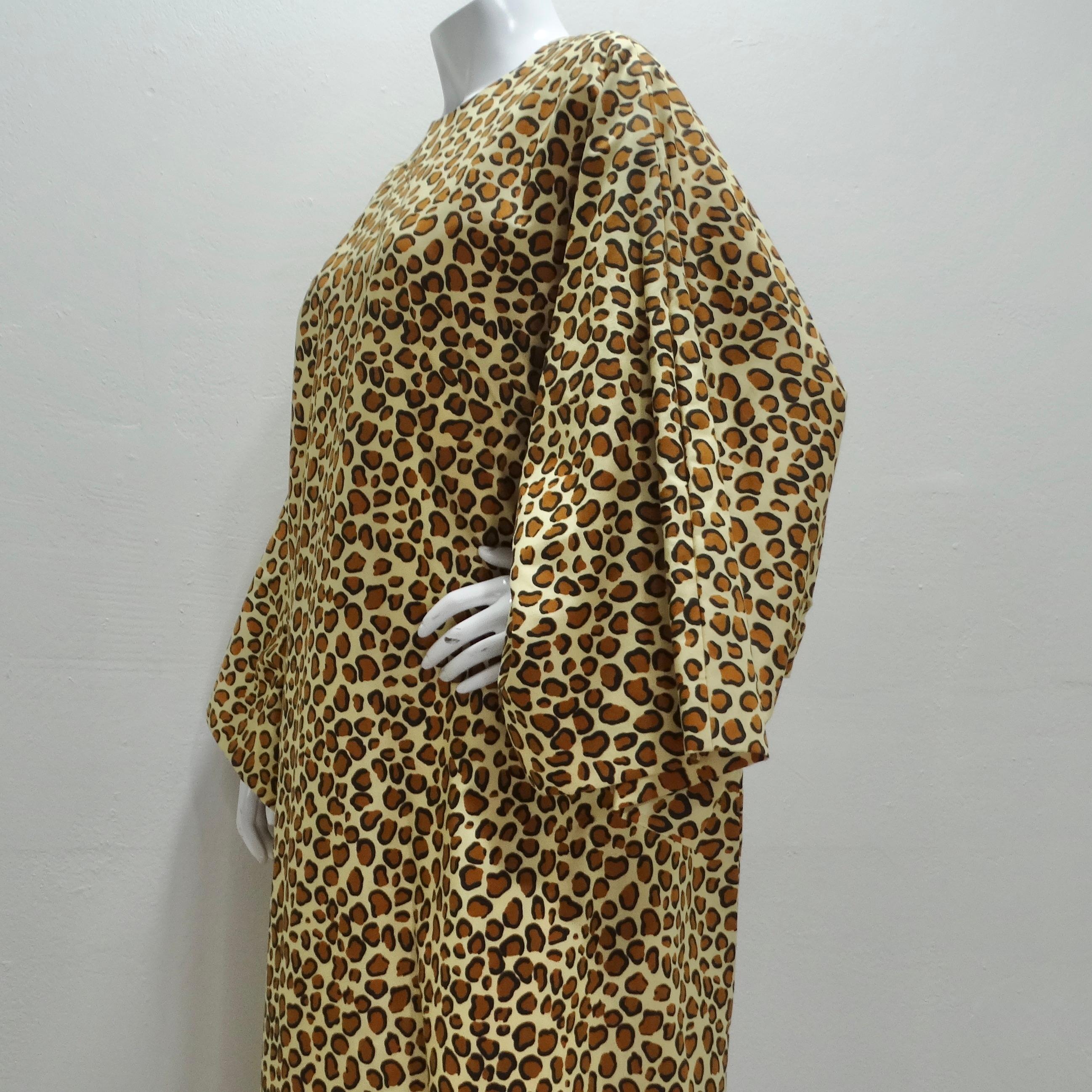 1980er Leopard-Kaftan-Kleid im Angebot 1