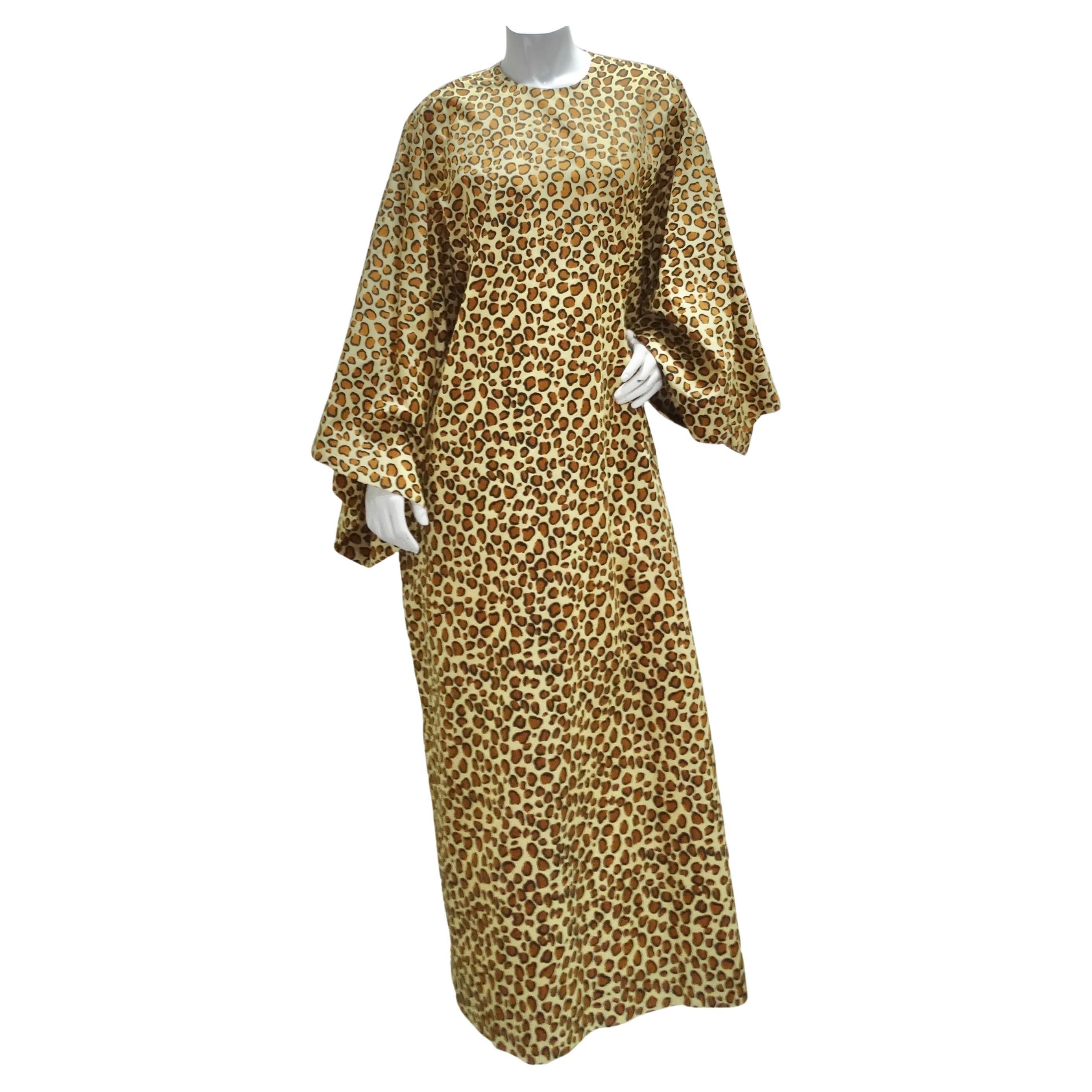 1980s Leopard Kaftan Dress For Sale