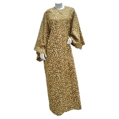 1980er Leopard-Kaftan-Kleid