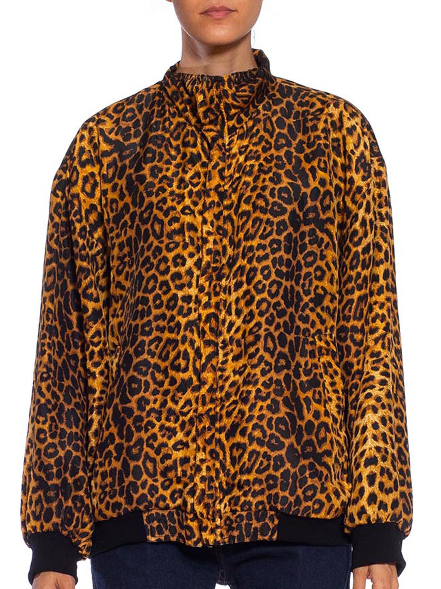Brown 1980S Leopard Print Silk Jacket With Pockets