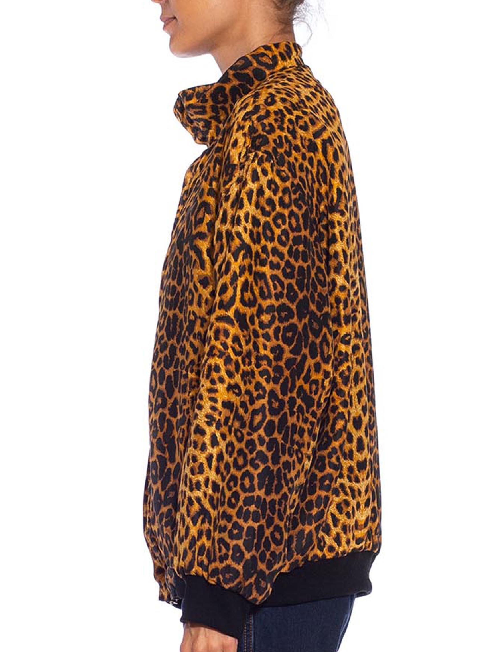 1980S Leopard Print Silk Jacket With Pockets In Excellent Condition In New York, NY