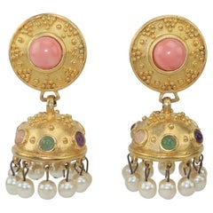 1980
s Leslie Block Ancient Style Drop Dangle Earrings