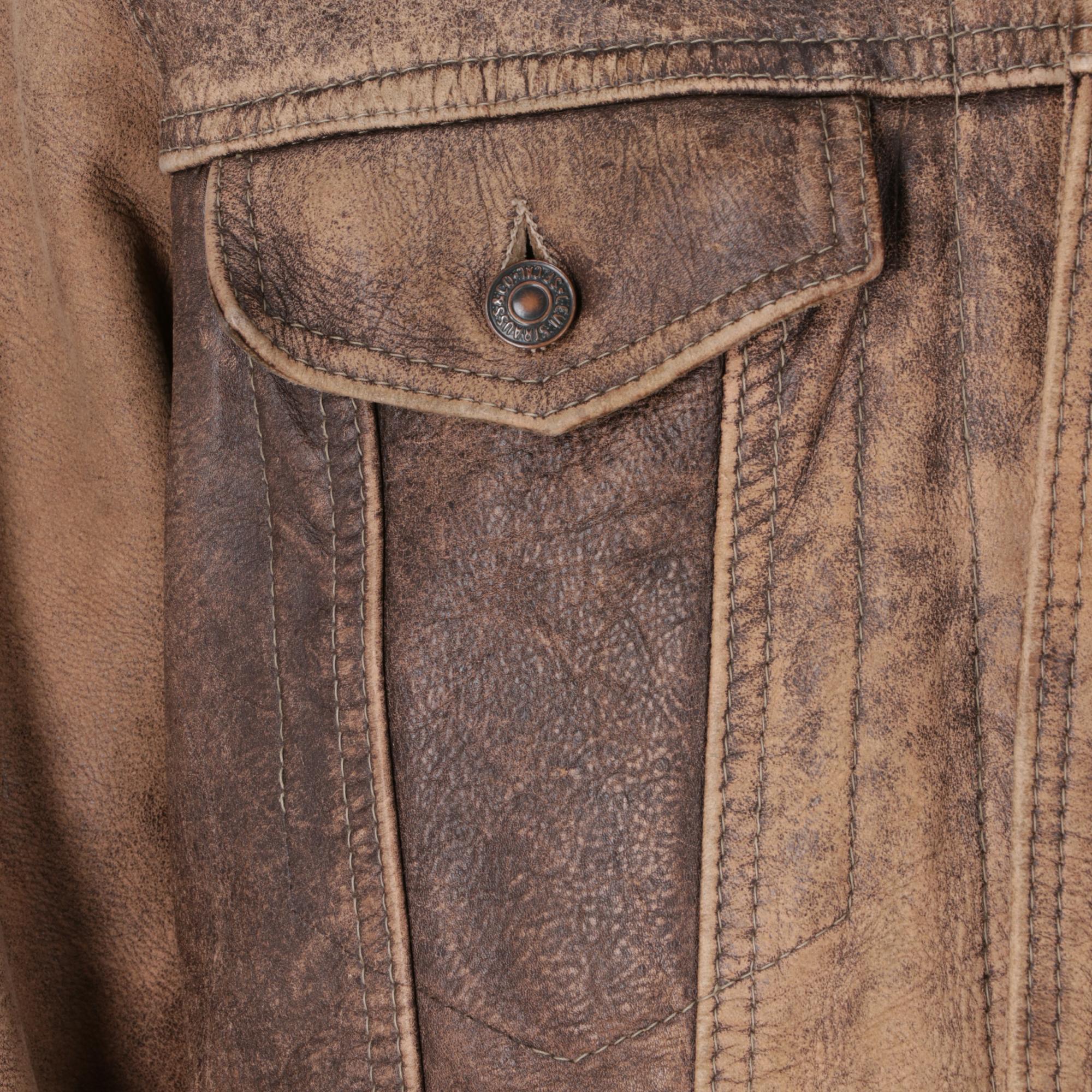 levis brown leather jacket