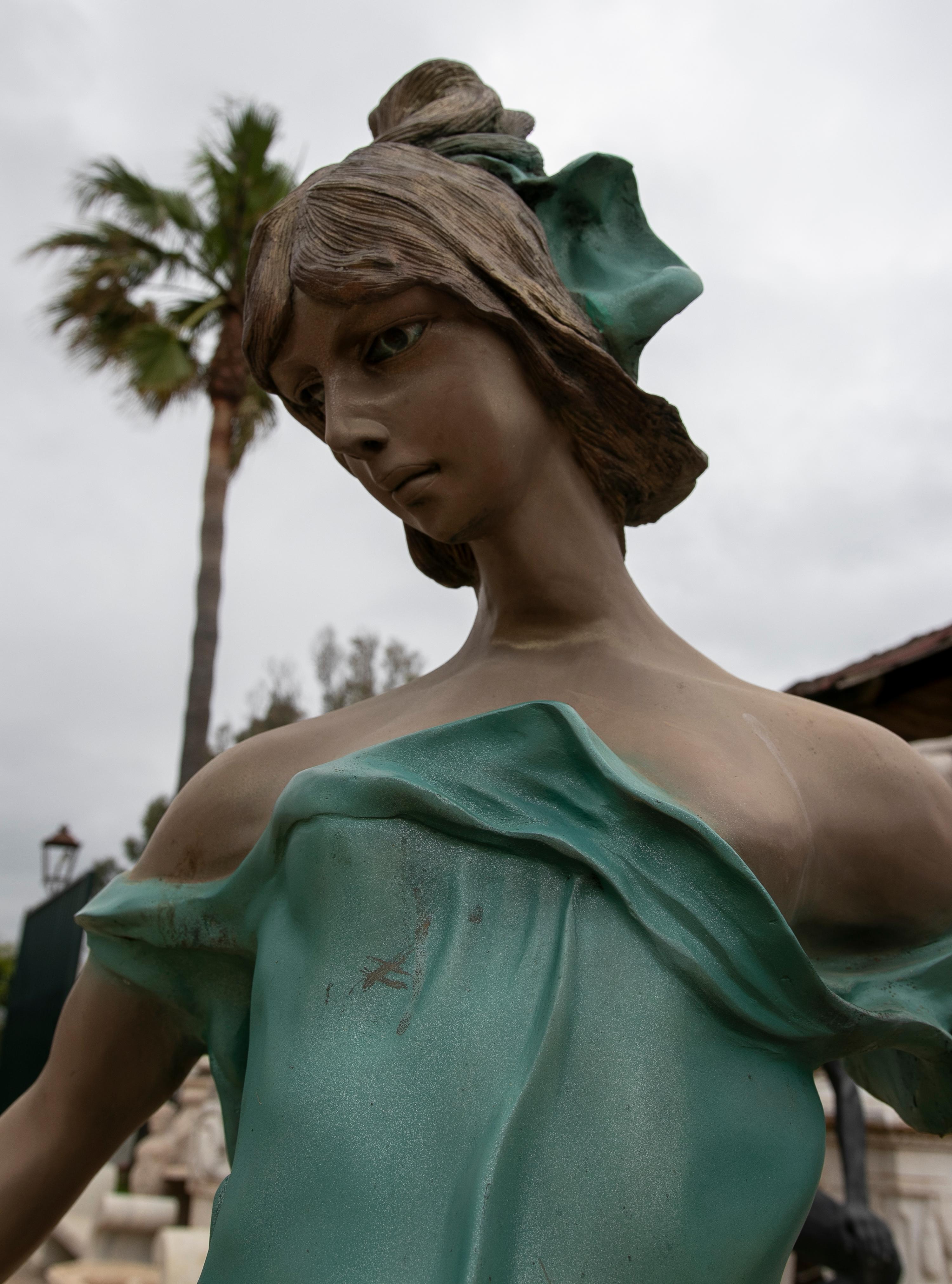 1980s Life-Size Bronze Sculpture of a Romantic Woman For Sale 7