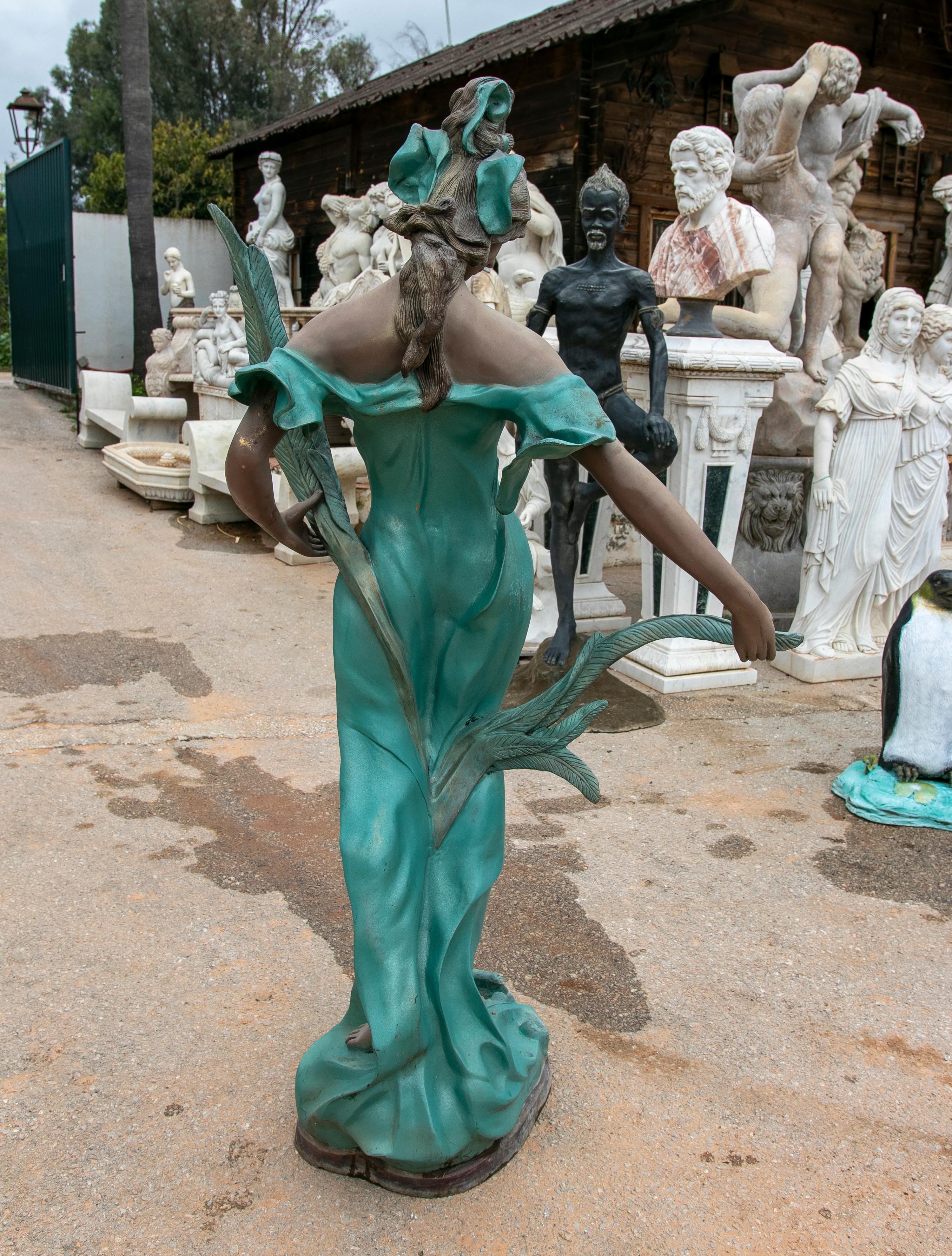 Spanish 1980s Life-Size Bronze Sculpture of a Romantic Woman For Sale