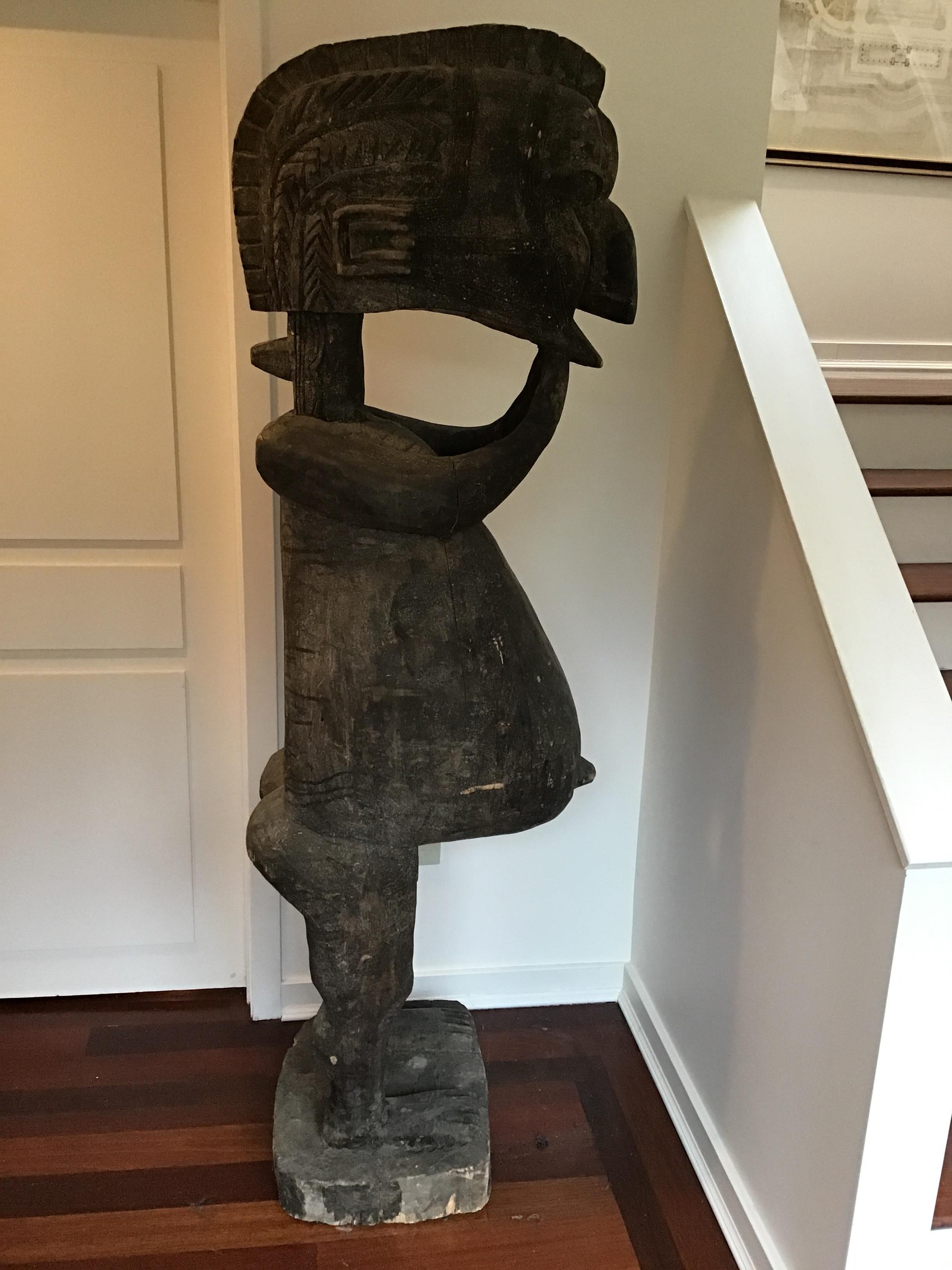 Late 20th Century 1980s Life-Size Carved Wood African Fertility Statue
