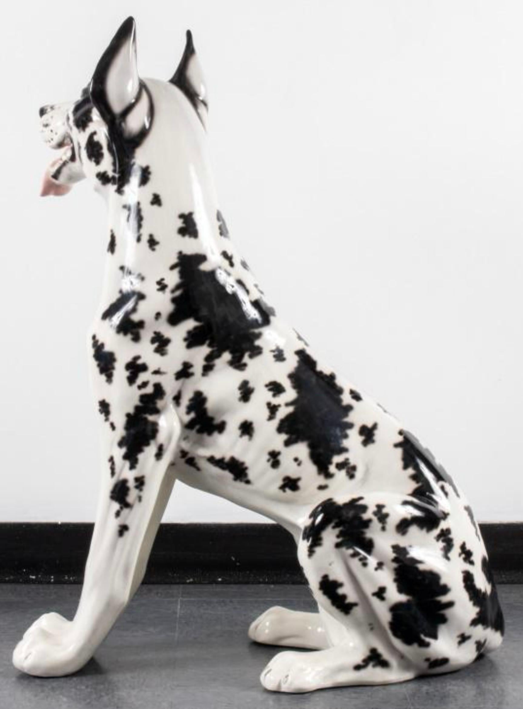 Años 80 Escultura de porcelana tamaño natural Gran Danés Arlequín De Hispania Lladro Español en venta