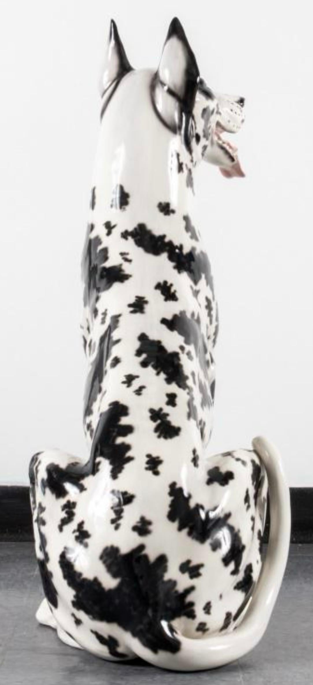 Años 80 Escultura de porcelana tamaño natural Gran Danés Arlequín De Hispania Lladro en Bueno estado para la venta en Kennesaw, GA