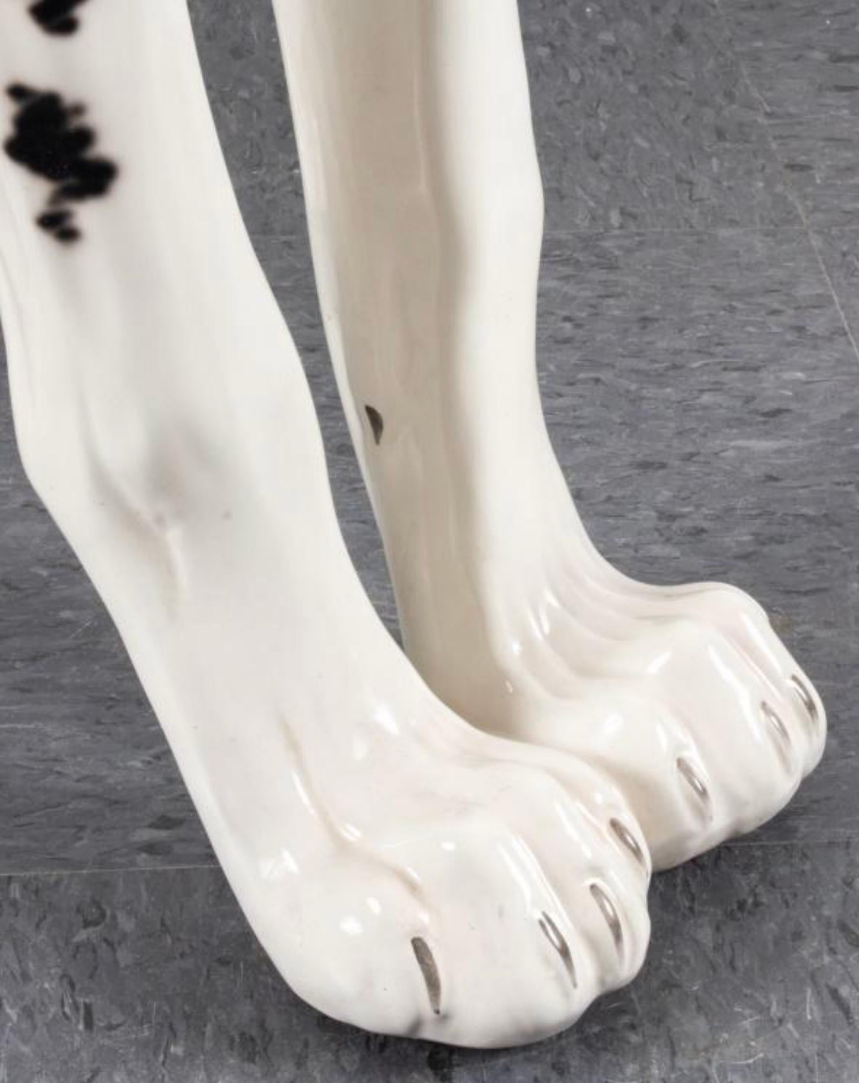 Años 80 Escultura de porcelana tamaño natural Gran Danés Arlequín De Hispania Lladro Cerámico en venta