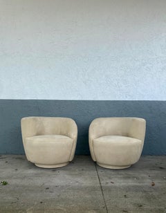 1980s Light Beige Directional Nautilus Swivel Chairs, Set of 2