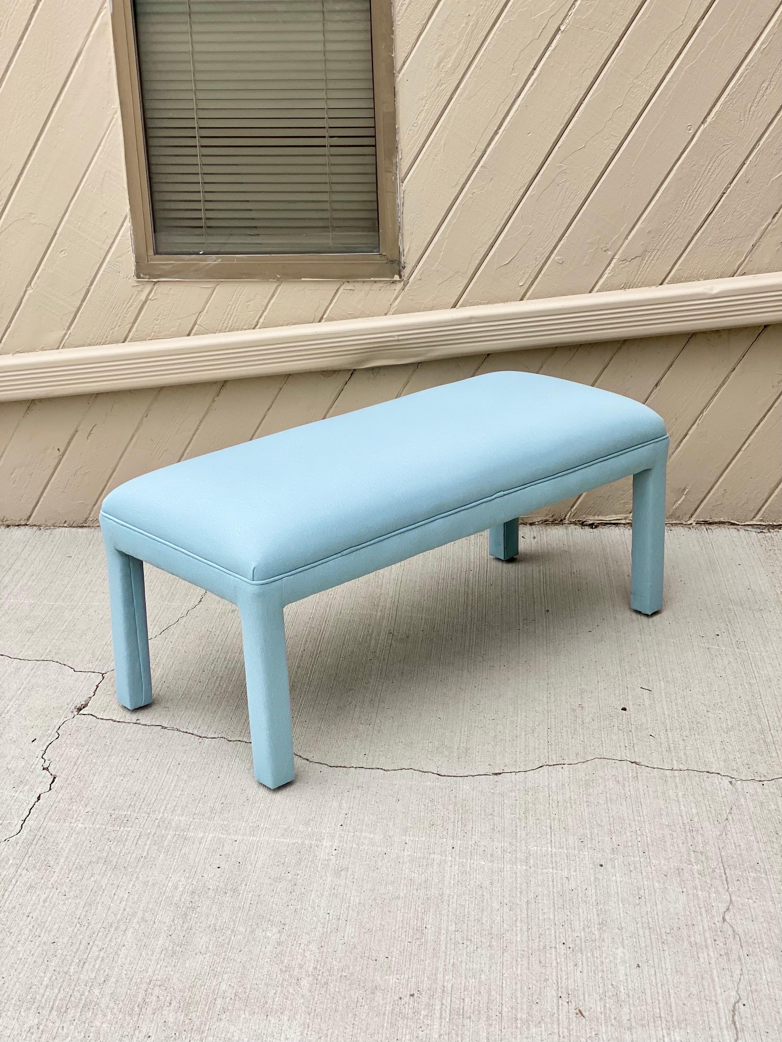 North American 1980s Light Blue Parsons Bench