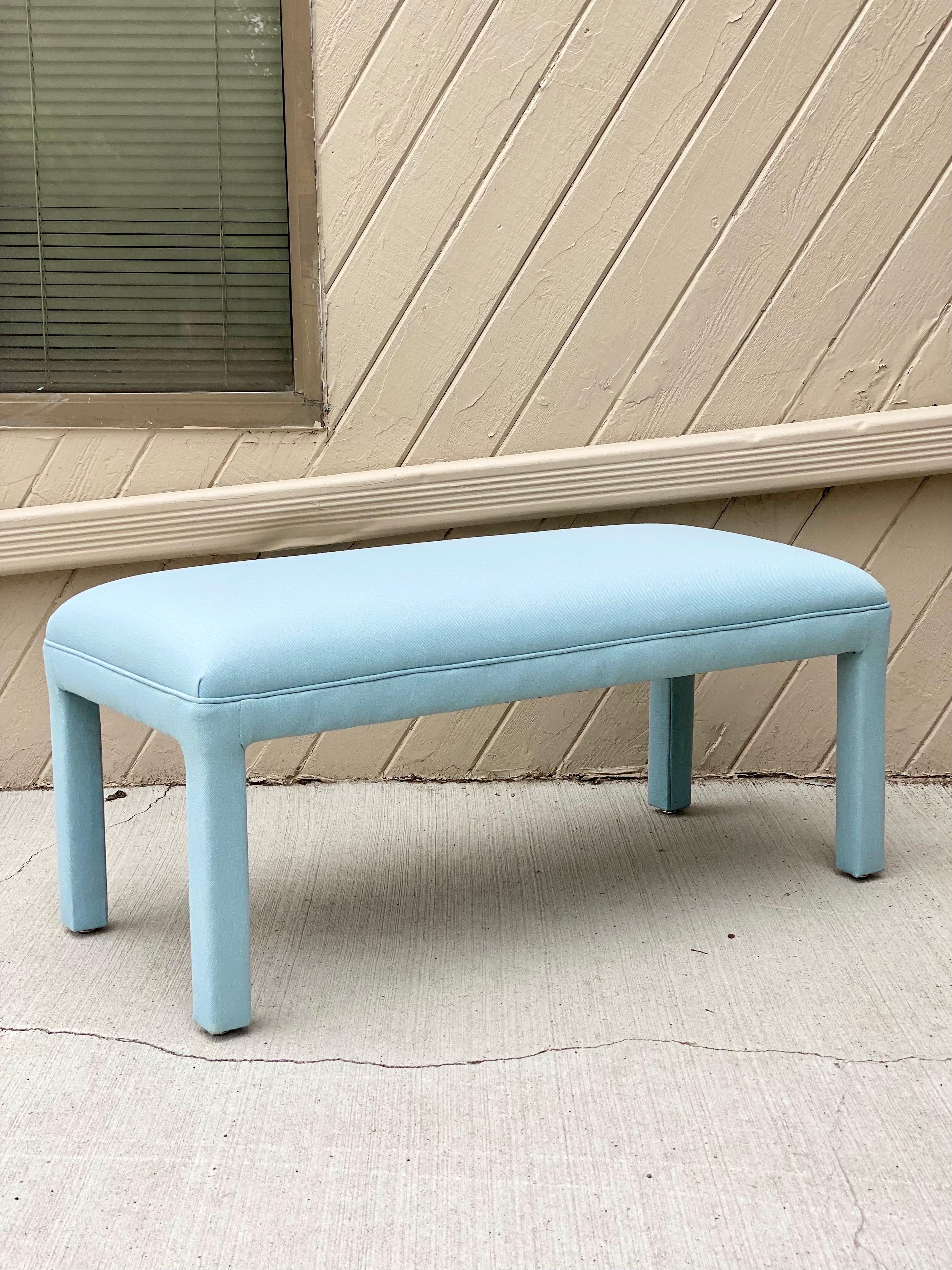 Late 20th Century 1980s Light Blue Parsons Bench