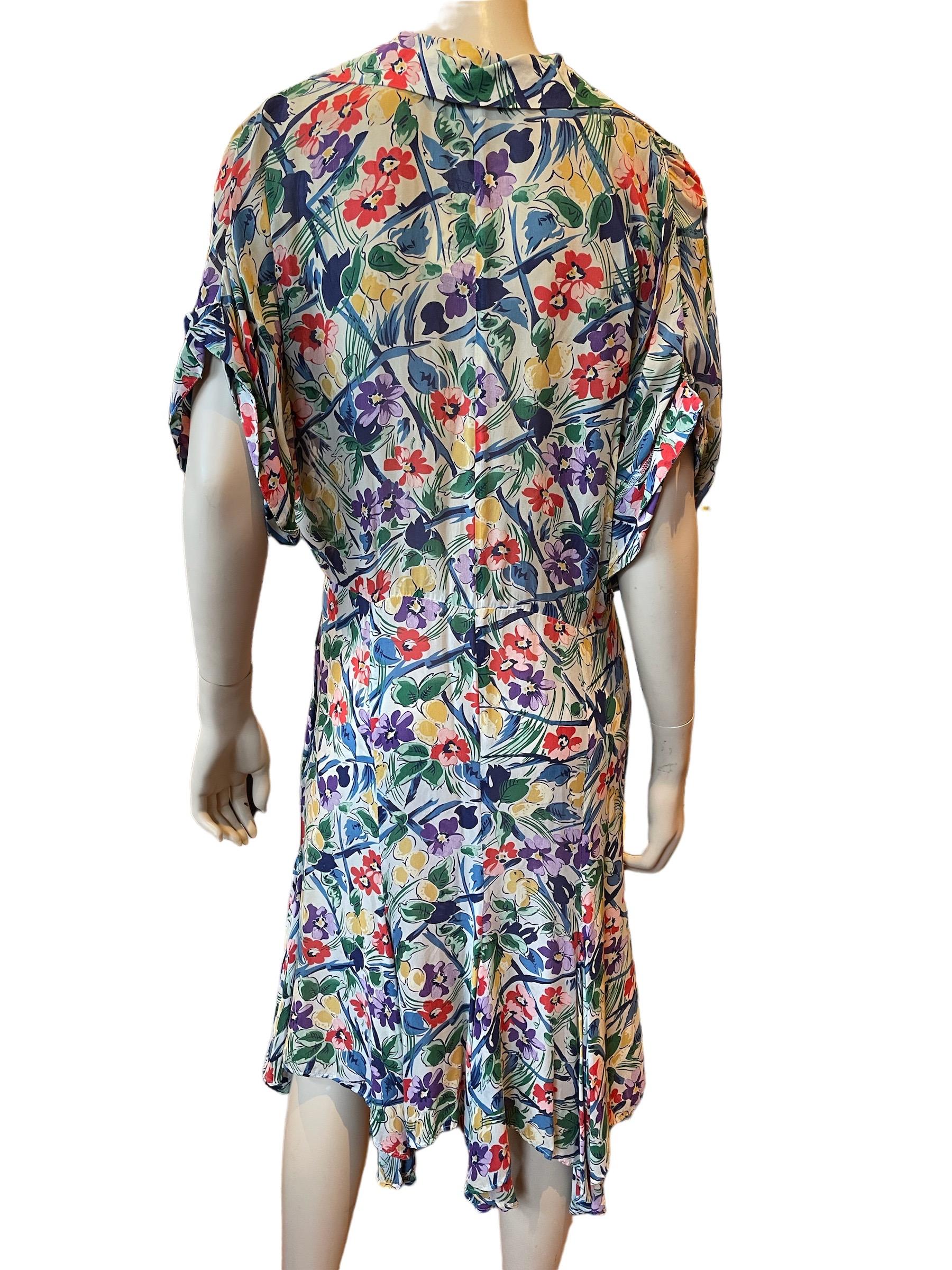 1980s Lightweight Floral Norma Kamali Sheer Summer Dress  For Sale 1