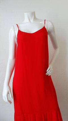 1980s Lillie Ruben Red Chiffon Slip Dress
