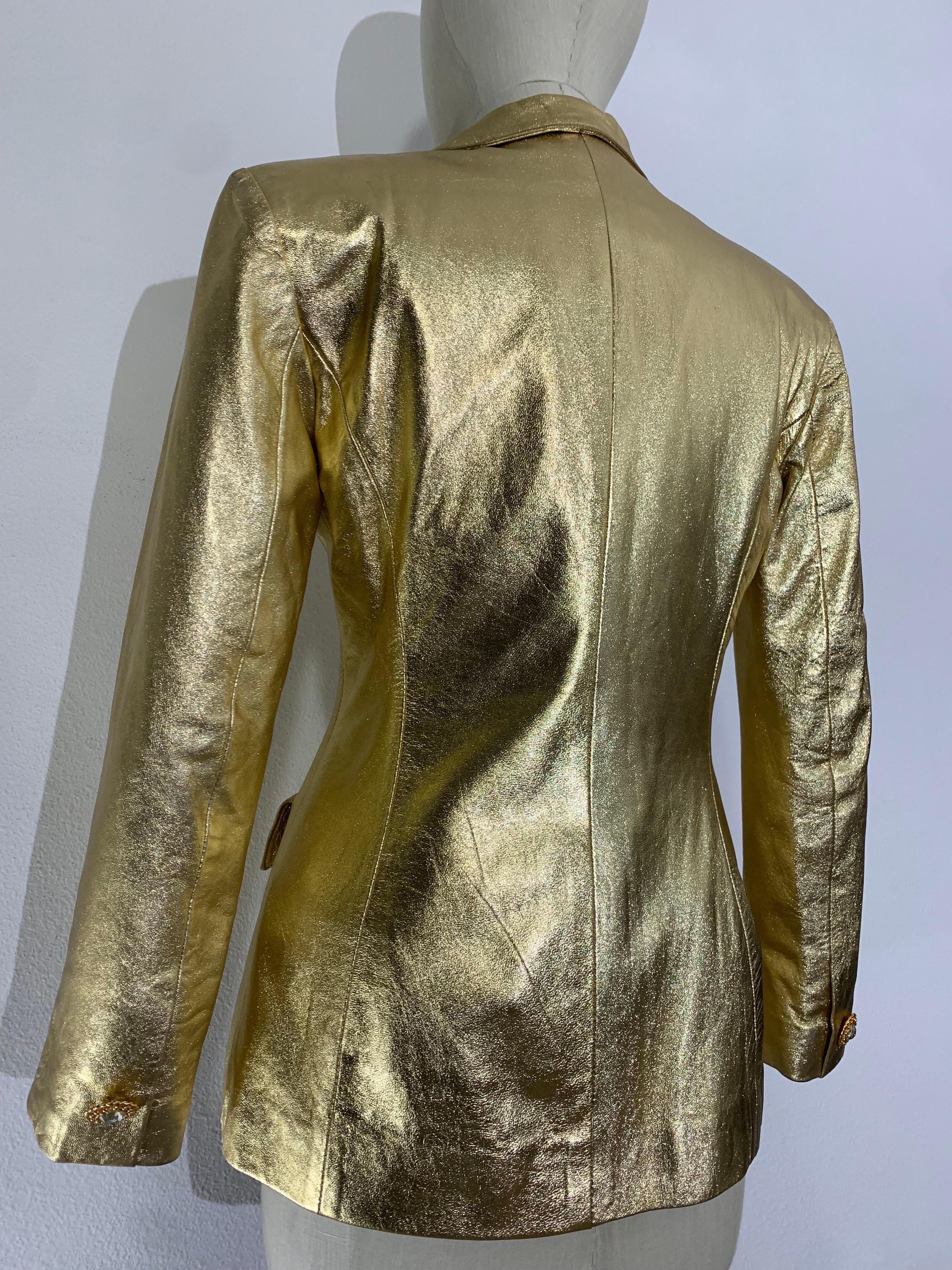1980s Lillie Rubin 2-Piece Gold Metallic Lambskin Leather Vest & Jacket Ensemble In Excellent Condition For Sale In Gresham, OR
