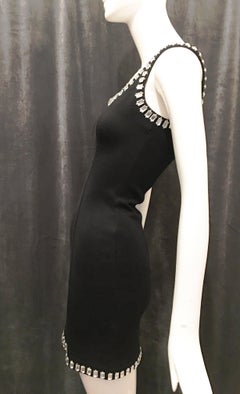 1980s Lillie Rubin Dress and Bolero Ensemble with Rhinestone Trim