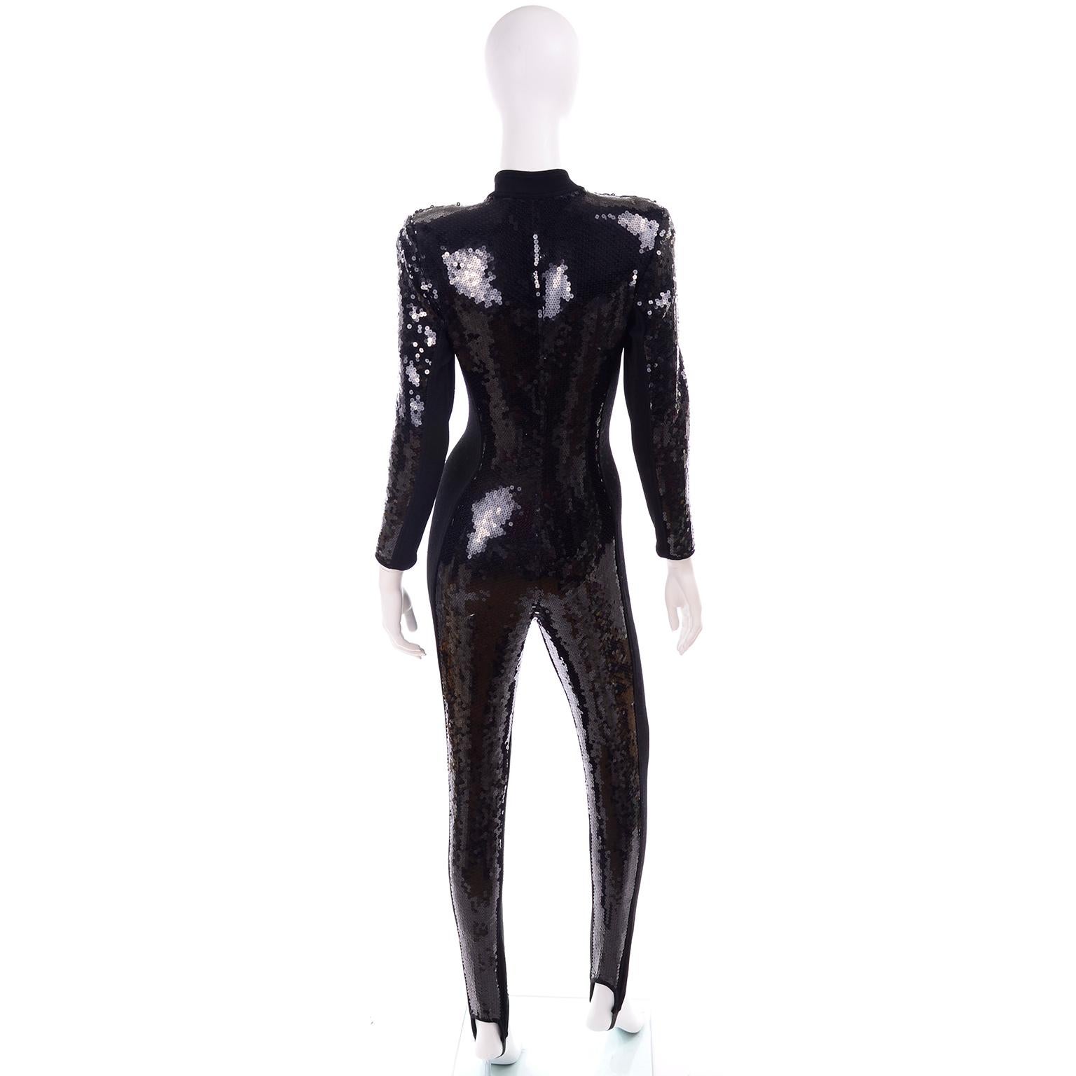 black sequin catsuit