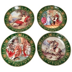 1980s Limoge France Hand Painted Napoleon & Josephine Collector Plates S/4