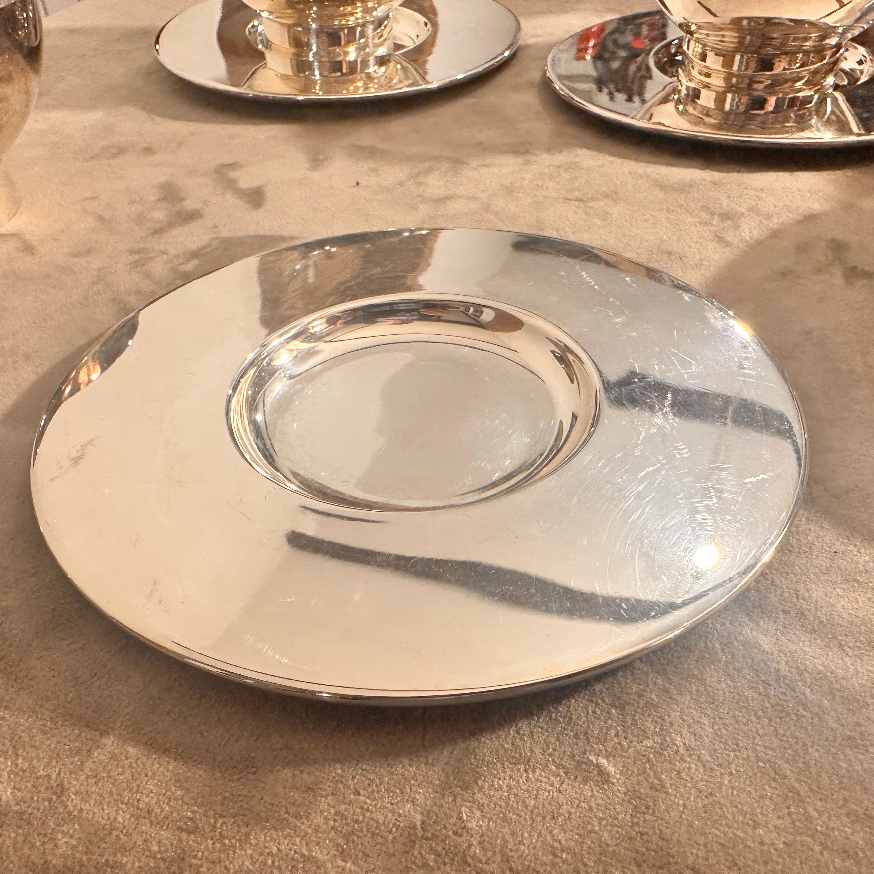 1980s Lino Sabattini Minimalist Set of Twelve Ice Cream Cup and Plates For Sale 6