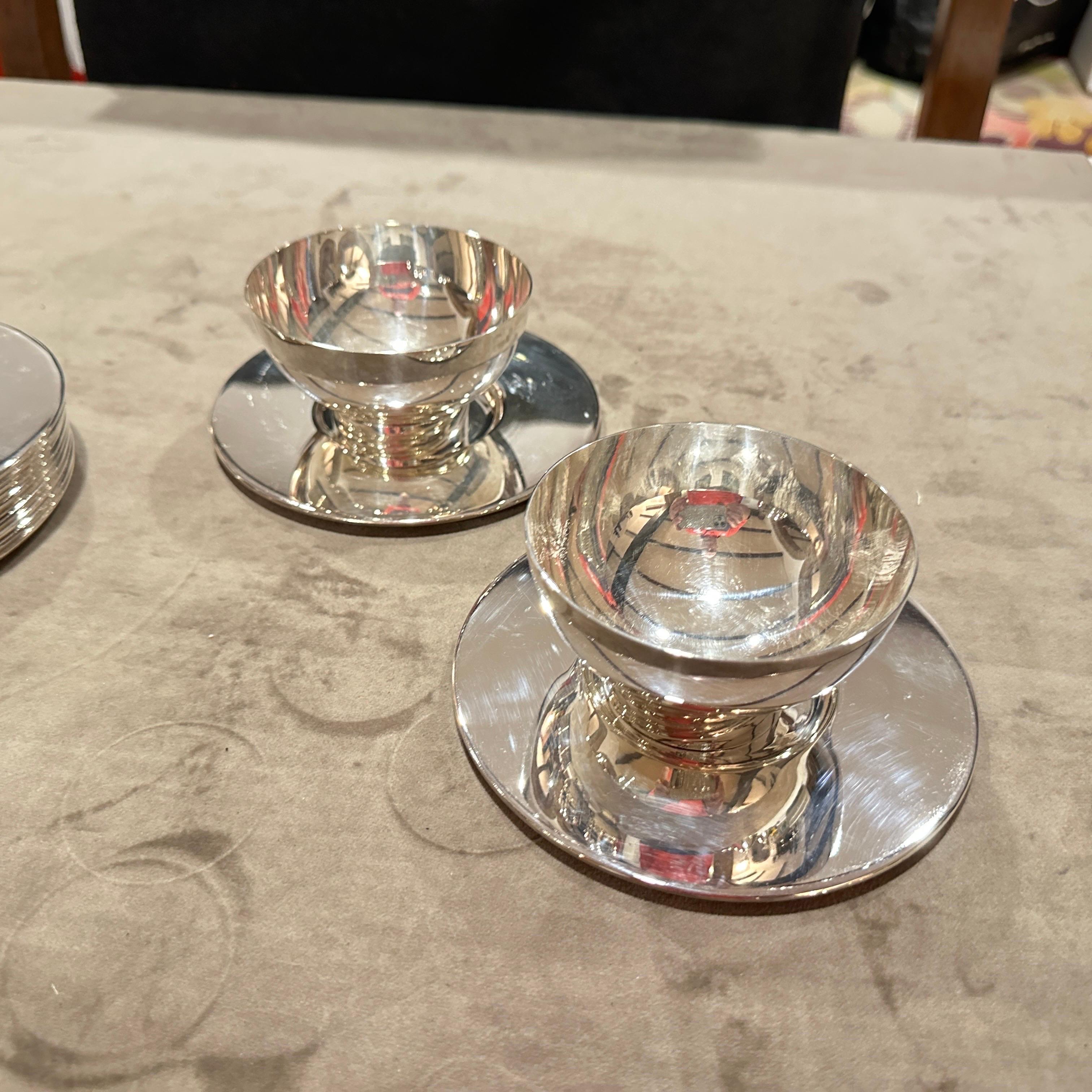 1980s Lino Sabattini Minimalist Set of Twelve Ice Cream Cup and Plates For Sale 2