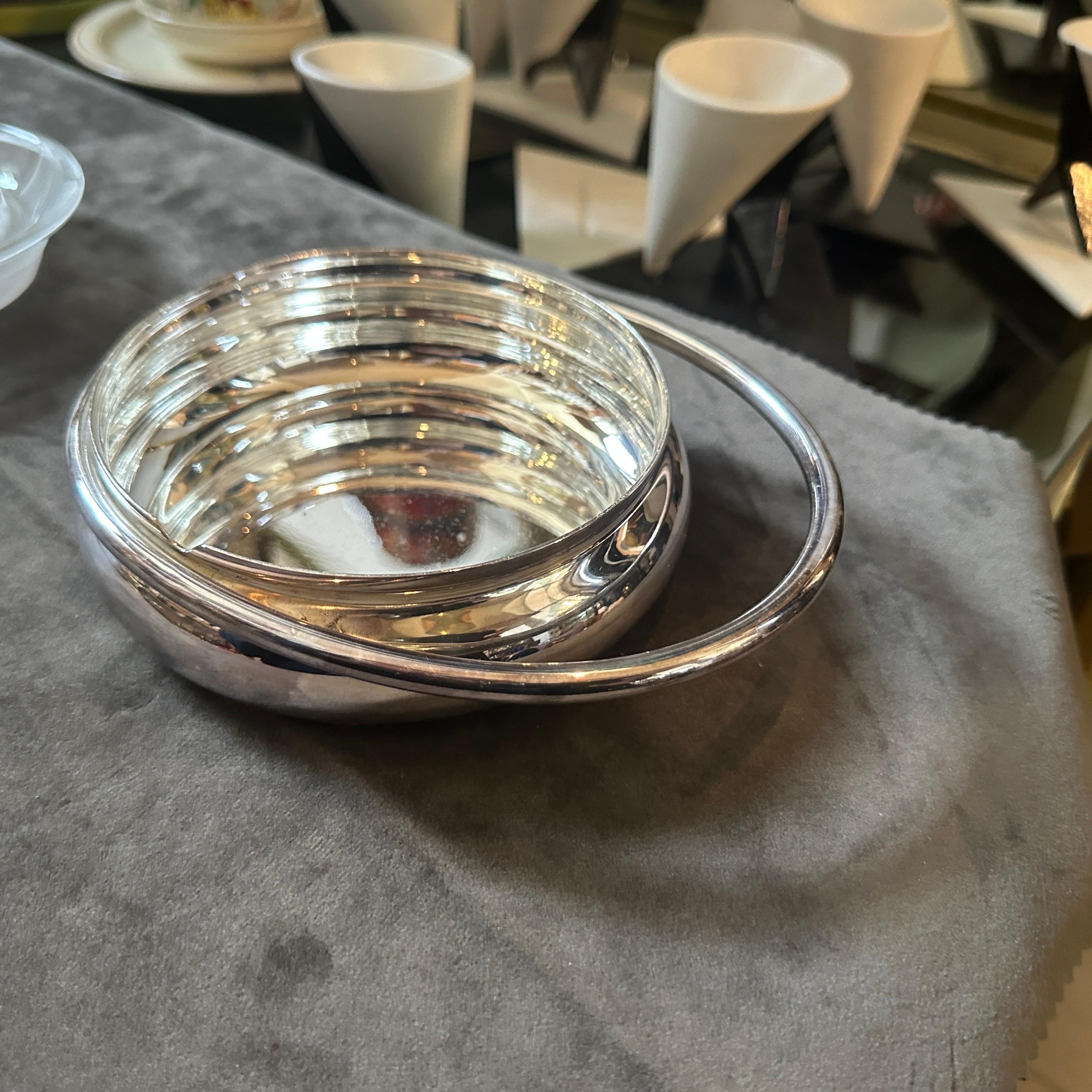 20th Century 1980s Lino Sabattini Modernist Silver Plated and Glass Citrus Squeezer For Sale