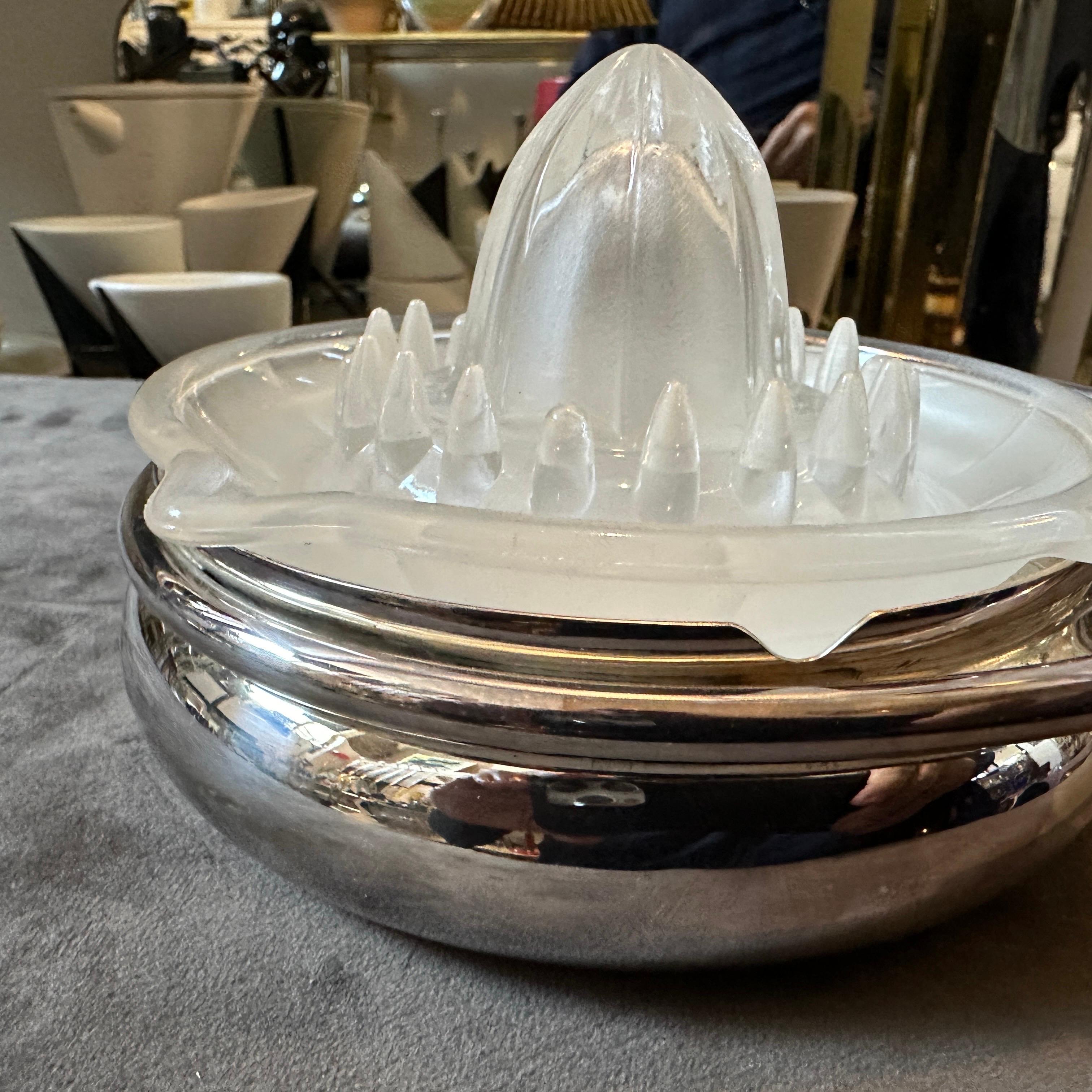 1980s Lino Sabattini Modernist Silver Plated and Glass Citrus Squeezer For Sale 2