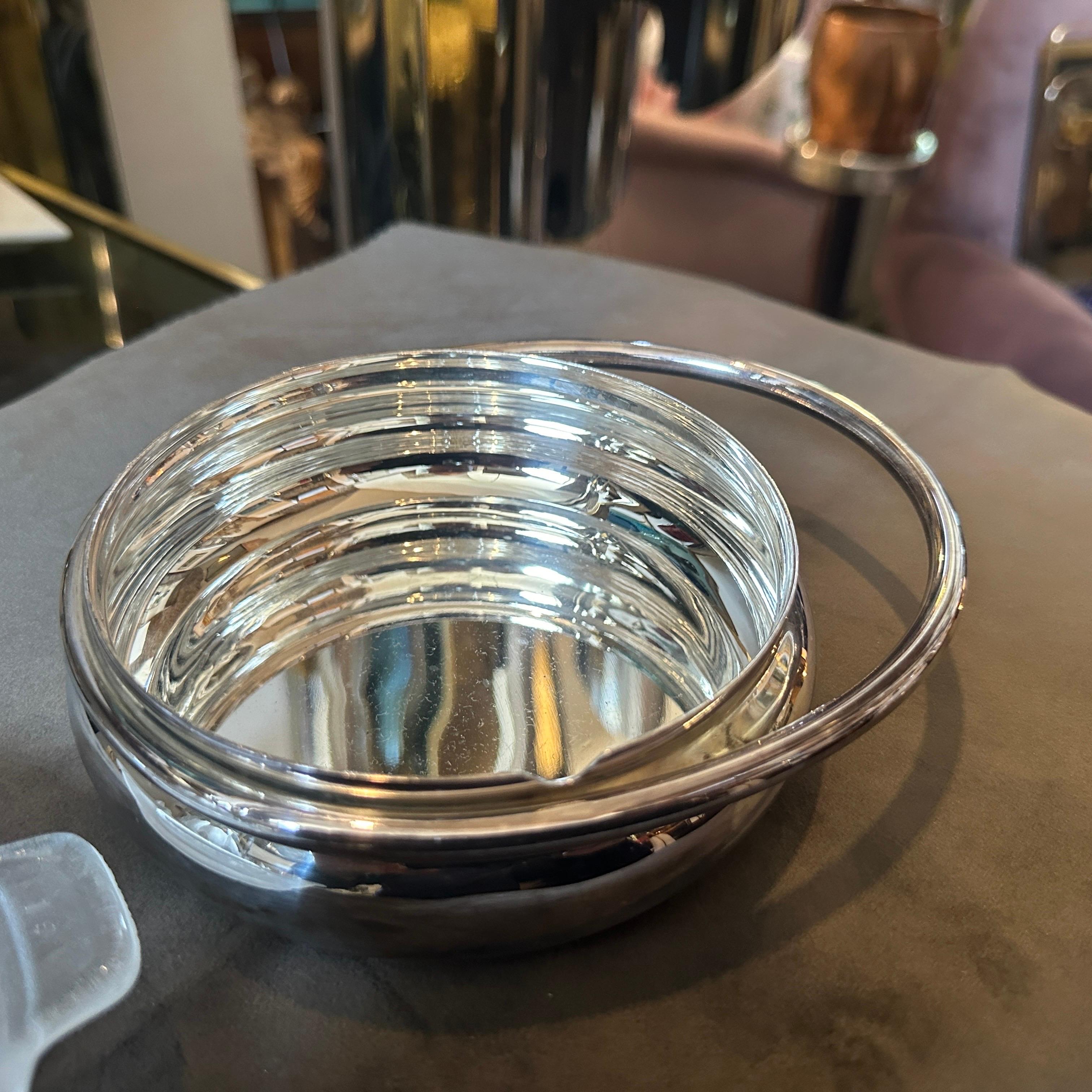 1980s Lino Sabattini Modernist Silver Plated and Glass Citrus Squeezer For Sale 4